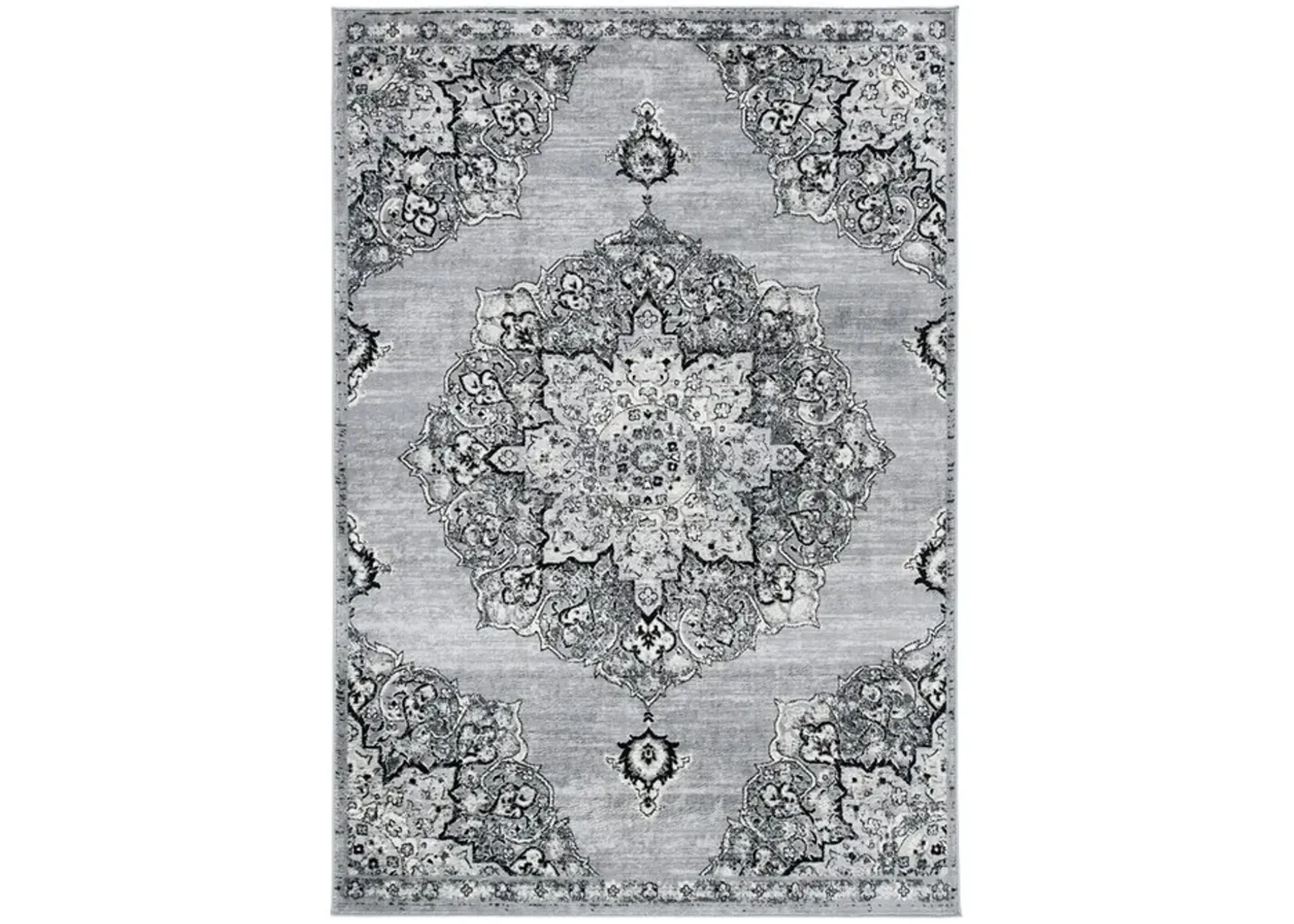 Brentwood 802 Silver / Black 6' X 9' Medium Rectangle Powerloomed Rug