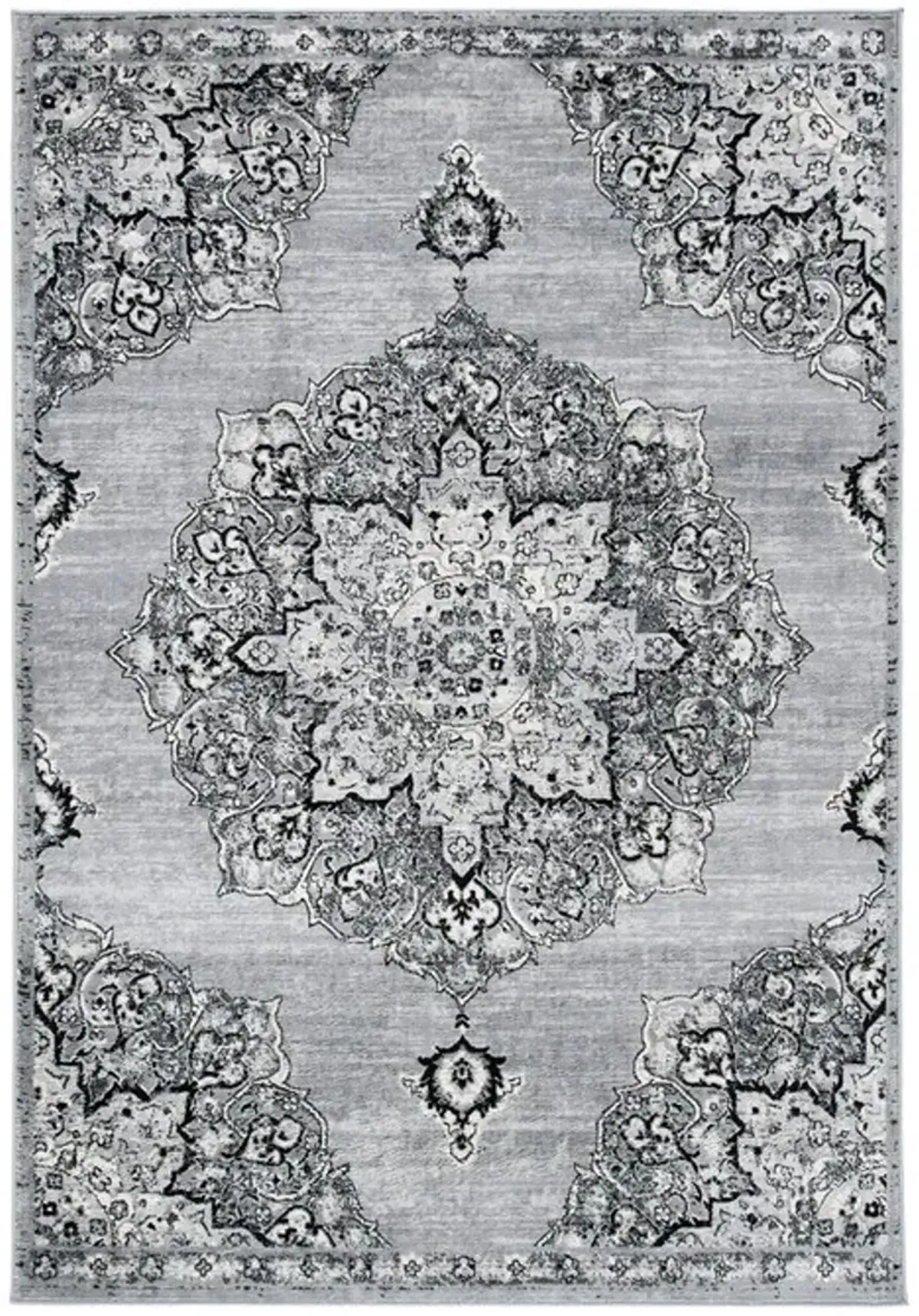 Brentwood 802 Silver / Black 6' X 9' Medium Rectangle Powerloomed Rug