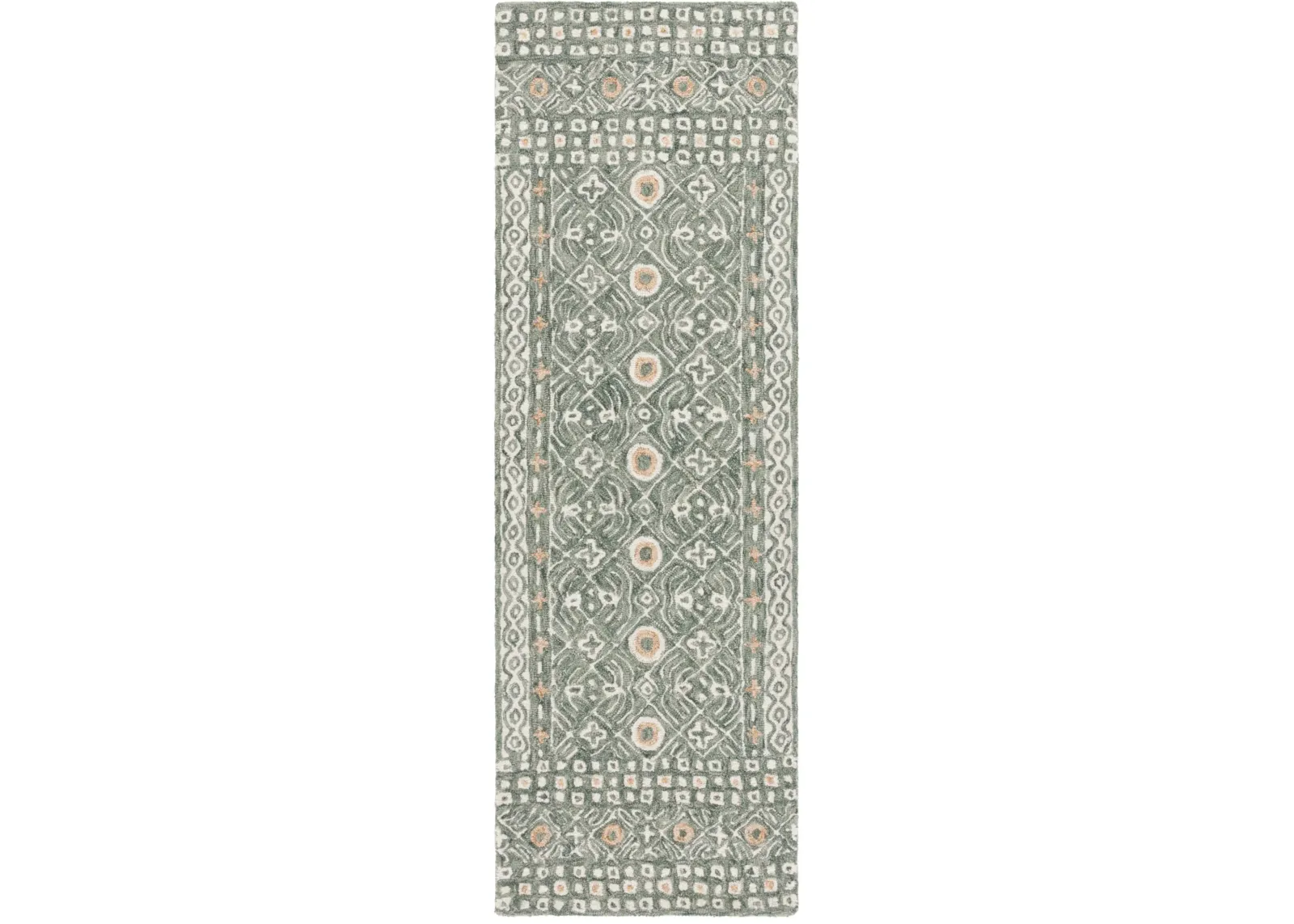 MICRO-LOOP 801 GREEN  2'-3' x 7' Runner Rug