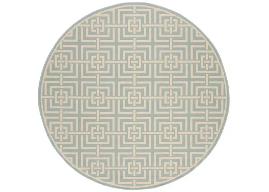 LINDEN 128 Collection LND128K-6R Aqua / Cream 6'-7" X 6'-7" Round