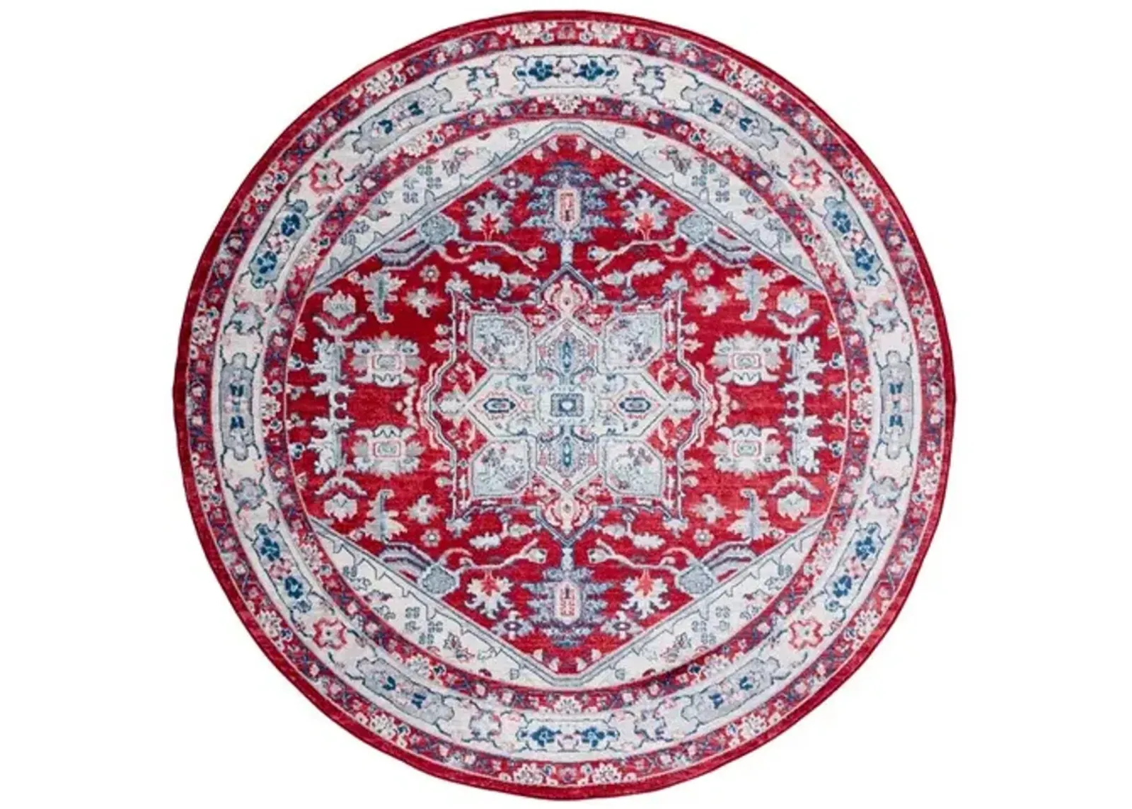 Brentwood 852 Red / Ivory 6'-7" X 6'-7" Round Round Powerloomed Rug