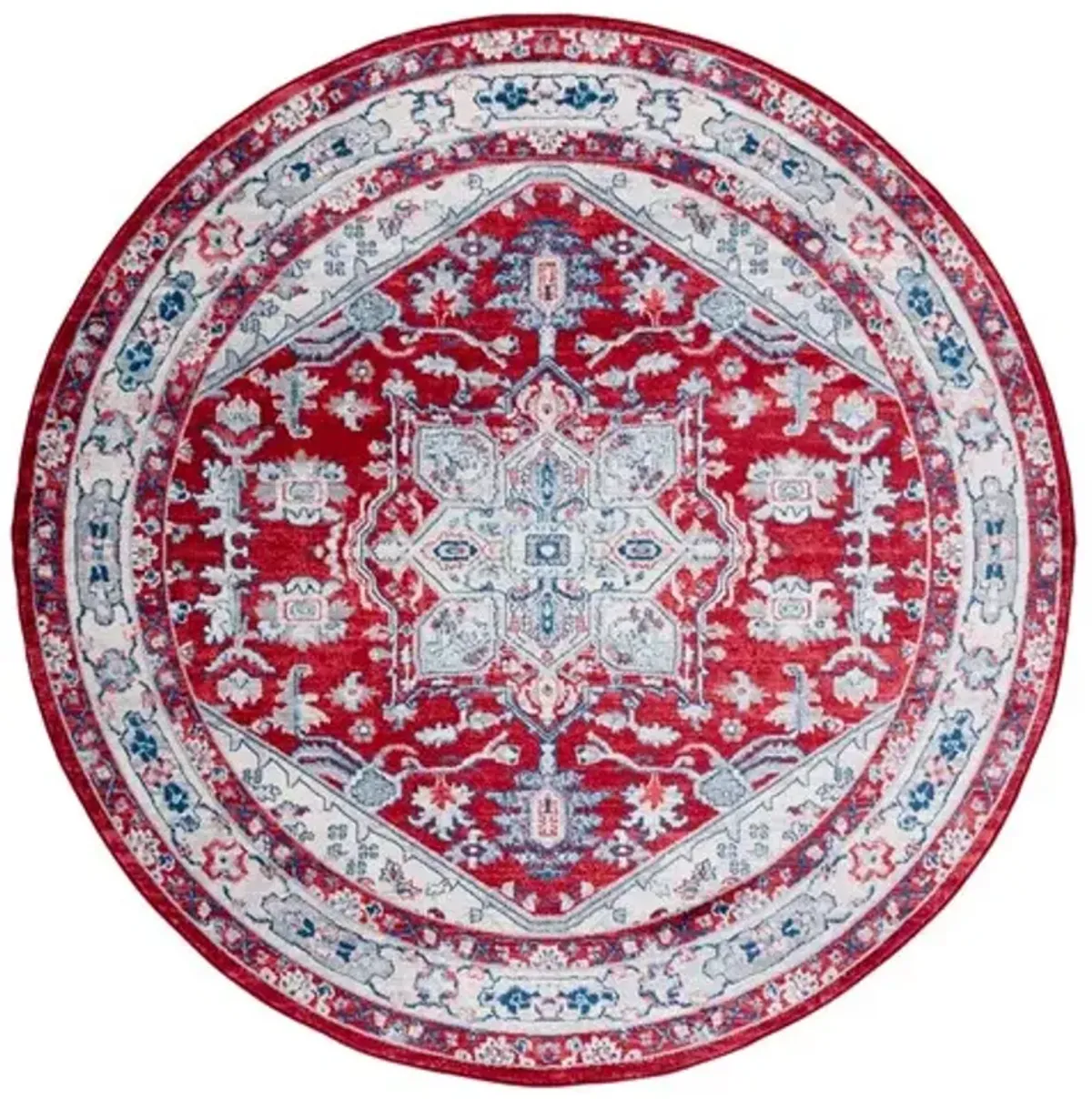 Brentwood 852 Red / Ivory 6'-7" X 6'-7" Round Round Powerloomed Rug