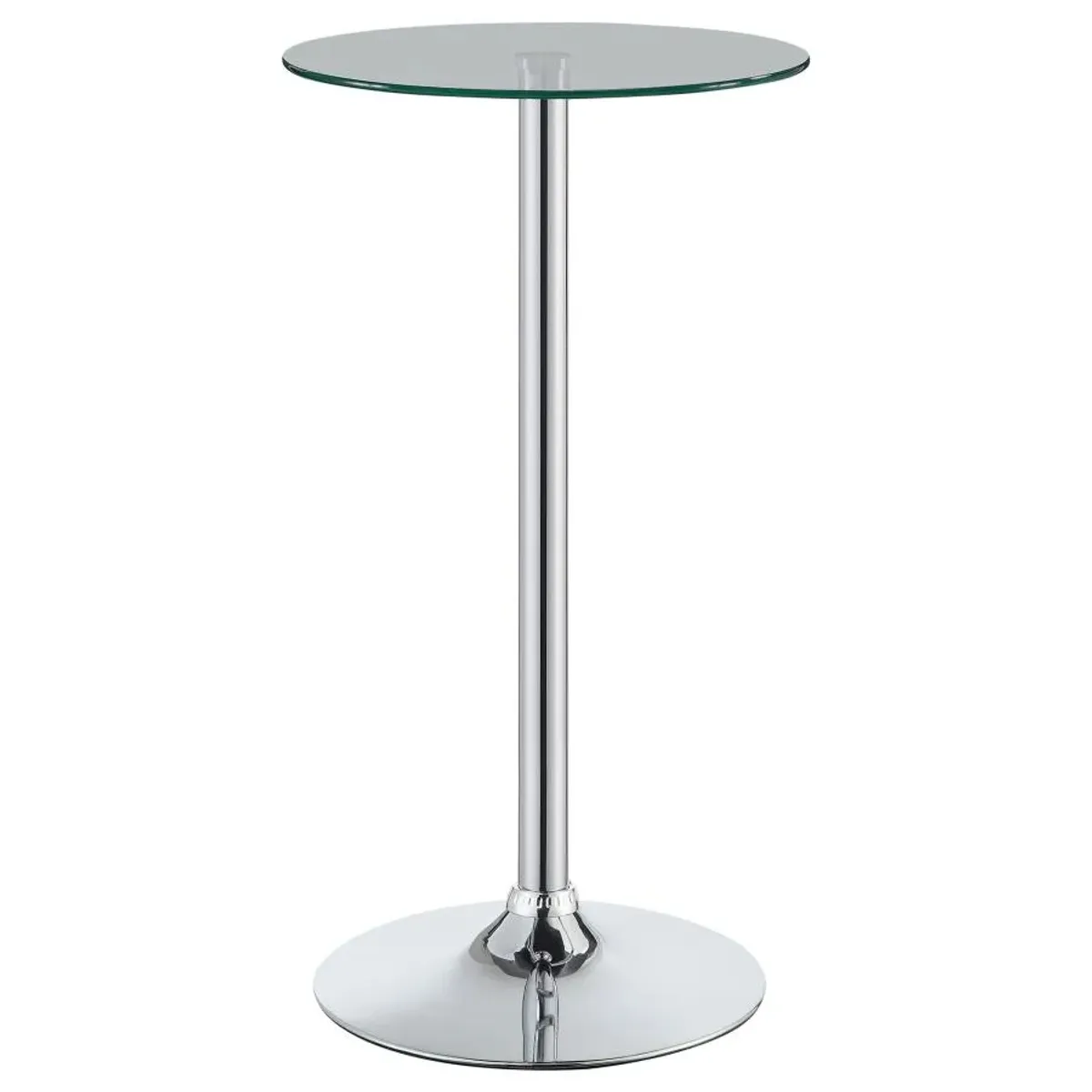 Abiline Glass Top Round Bar Table Chrome