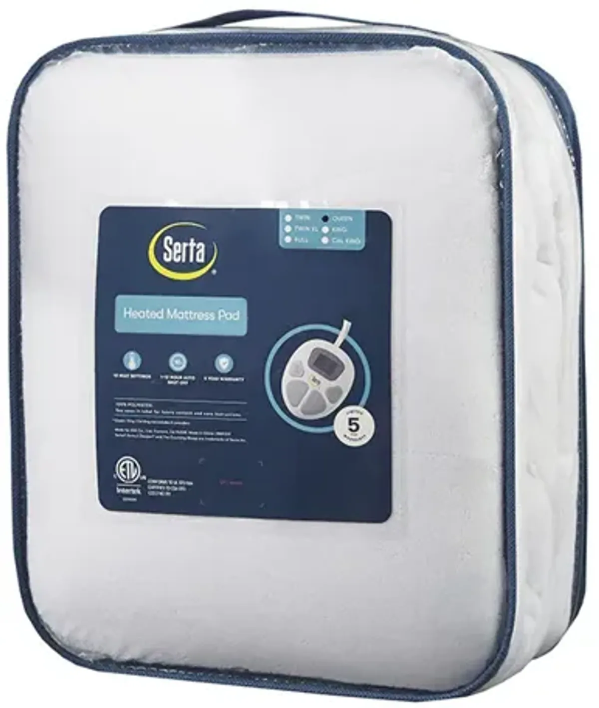 Serta Plush White Heated Mattress Pad