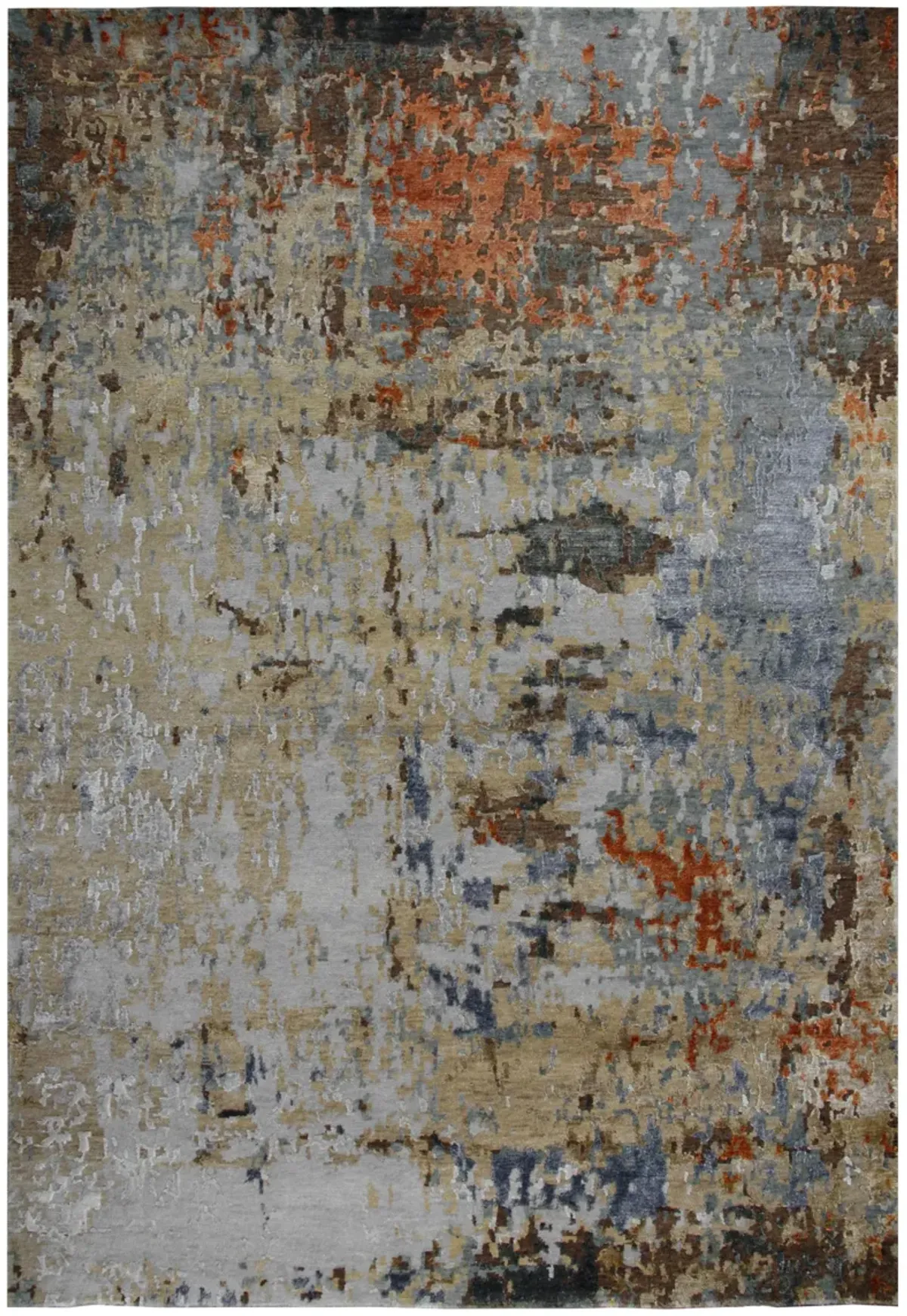 Finesse Multi Abstract Hand Spun New Zealand Wool/Tencel 10' x 14' Rectangle Rug