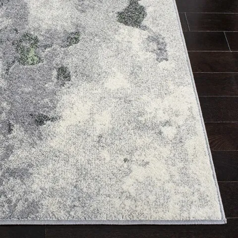 Adirondack Contemporary Green / Grey 2'-6" X 6' Powerloomed Rug