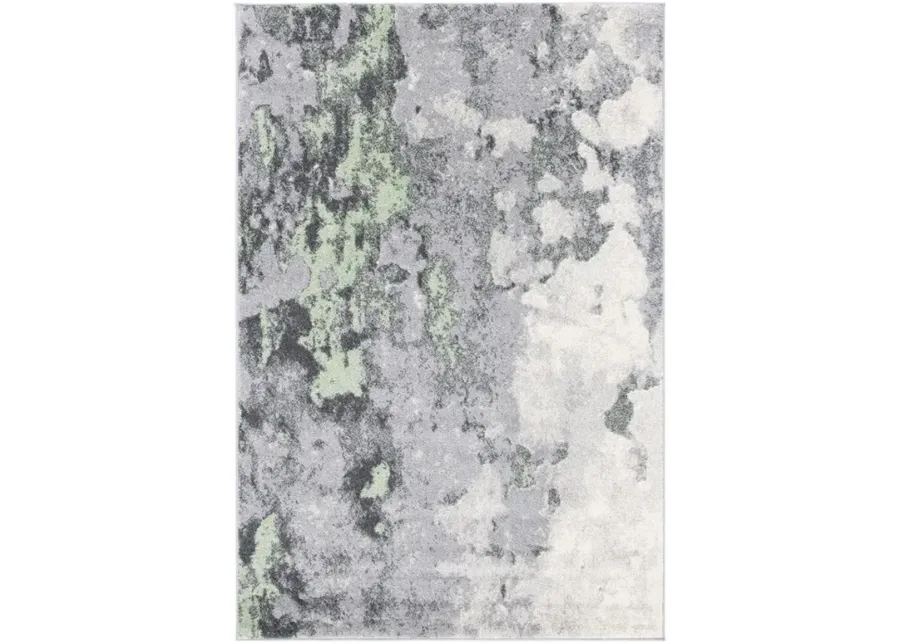 Adirondack Contemporary Green / Grey 2'-6" X 6' Powerloomed Rug