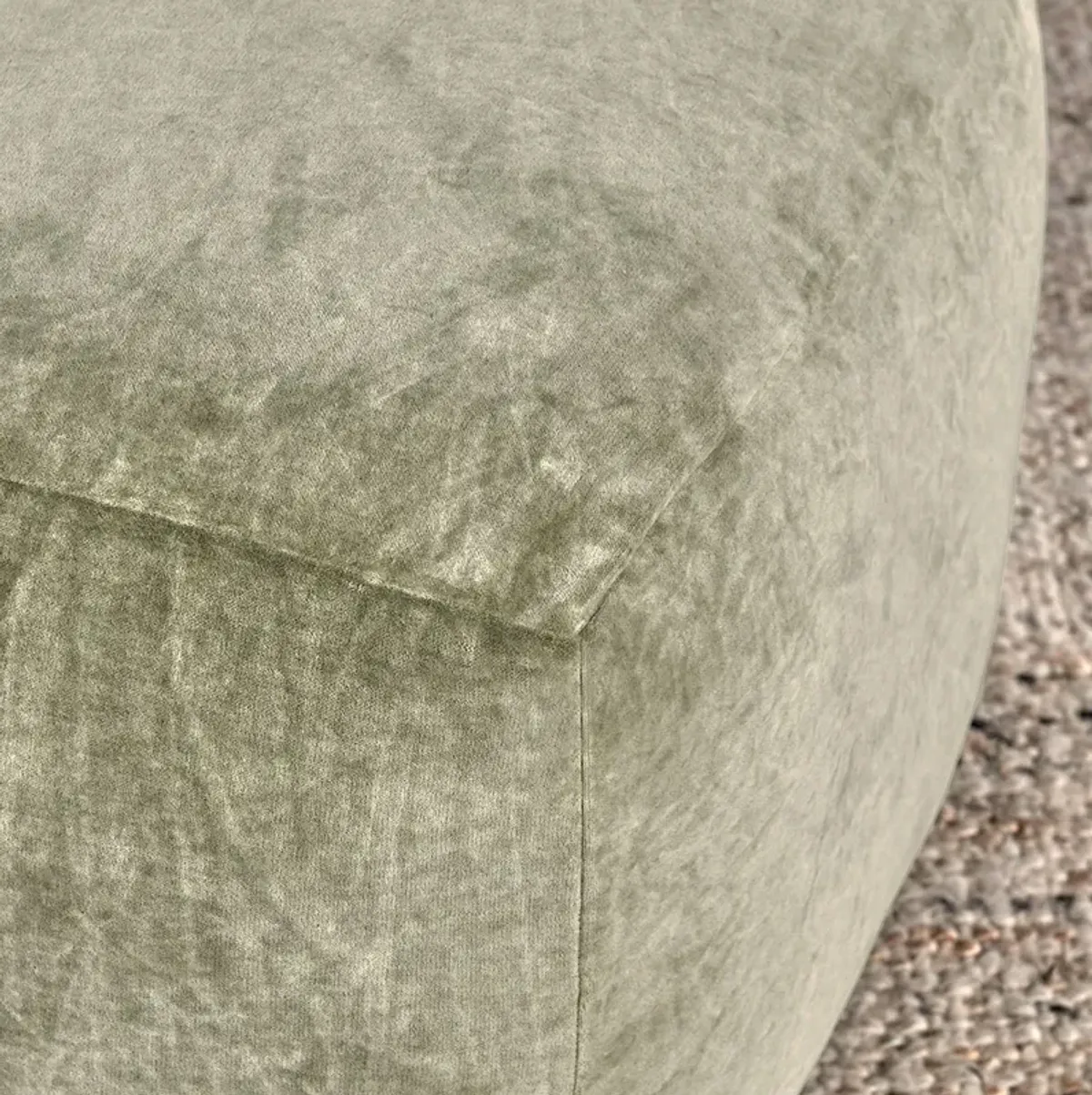 Heirloom Velvet Moss Pouf 18x18x14