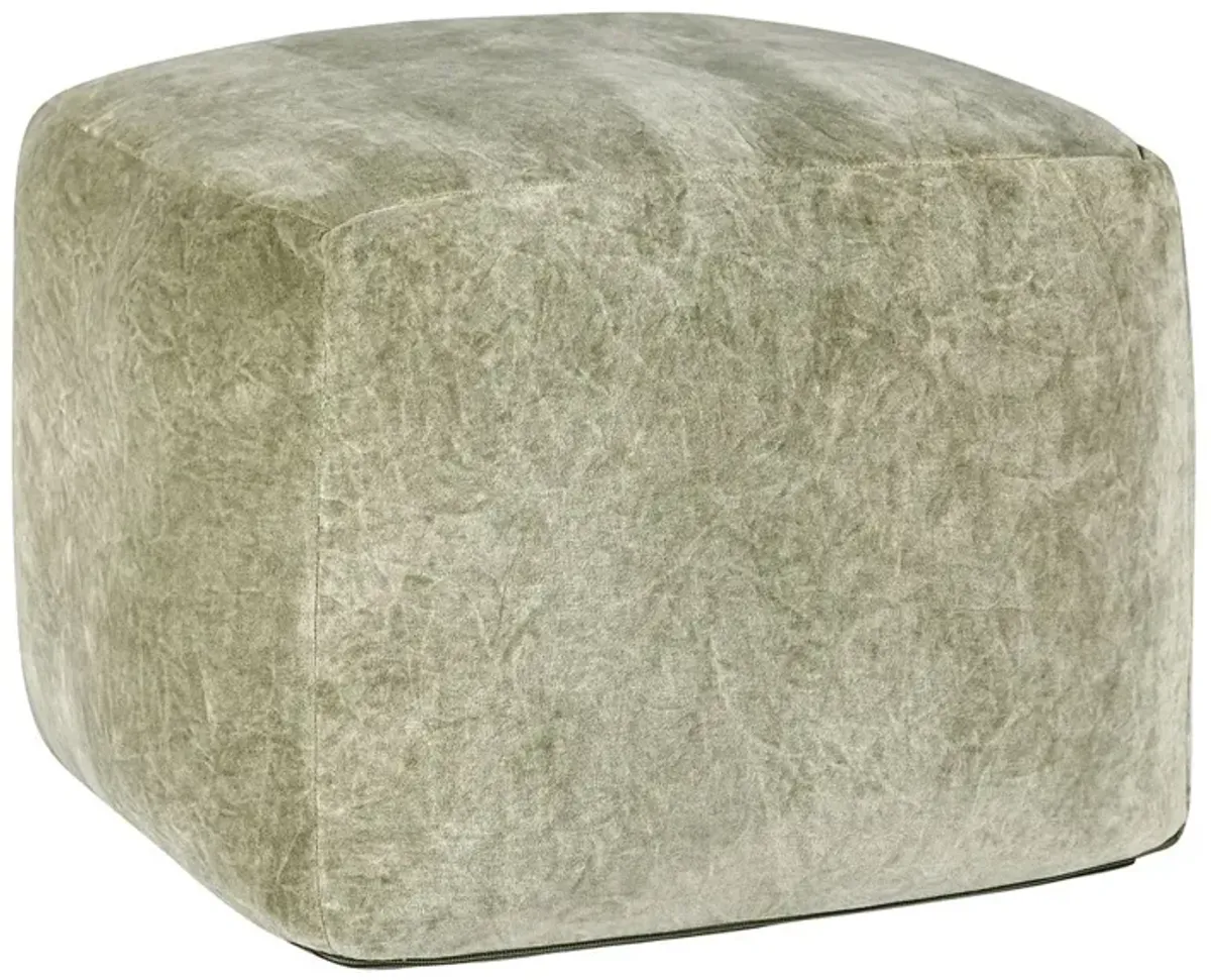 Heirloom Velvet Moss Pouf 18x18x14