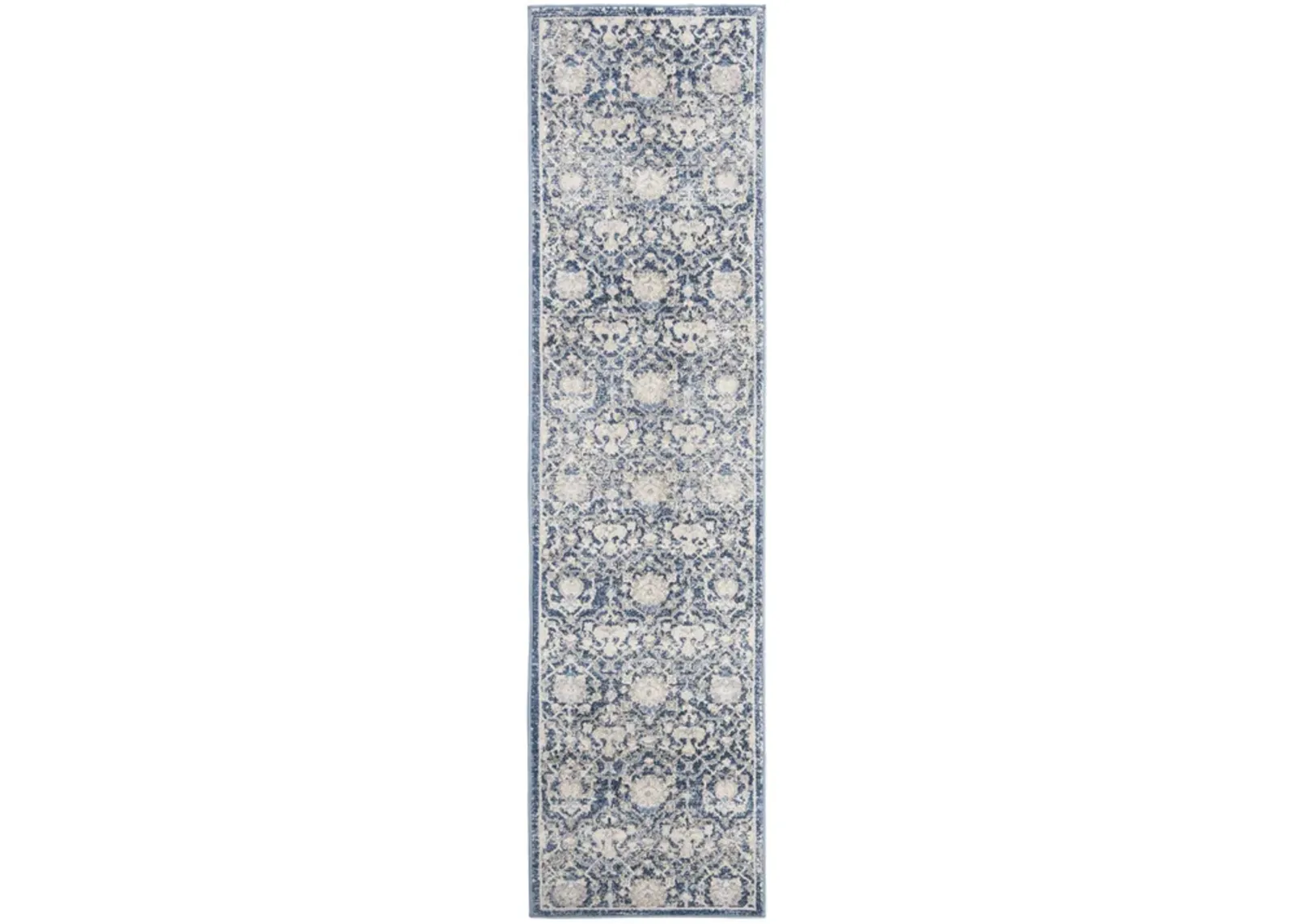 Brentwood 896 Navy / Creme 2' X 16' Runner Powerloomed Rug