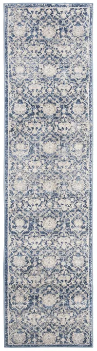 Brentwood 896 Navy / Creme 2' X 16' Runner Powerloomed Rug