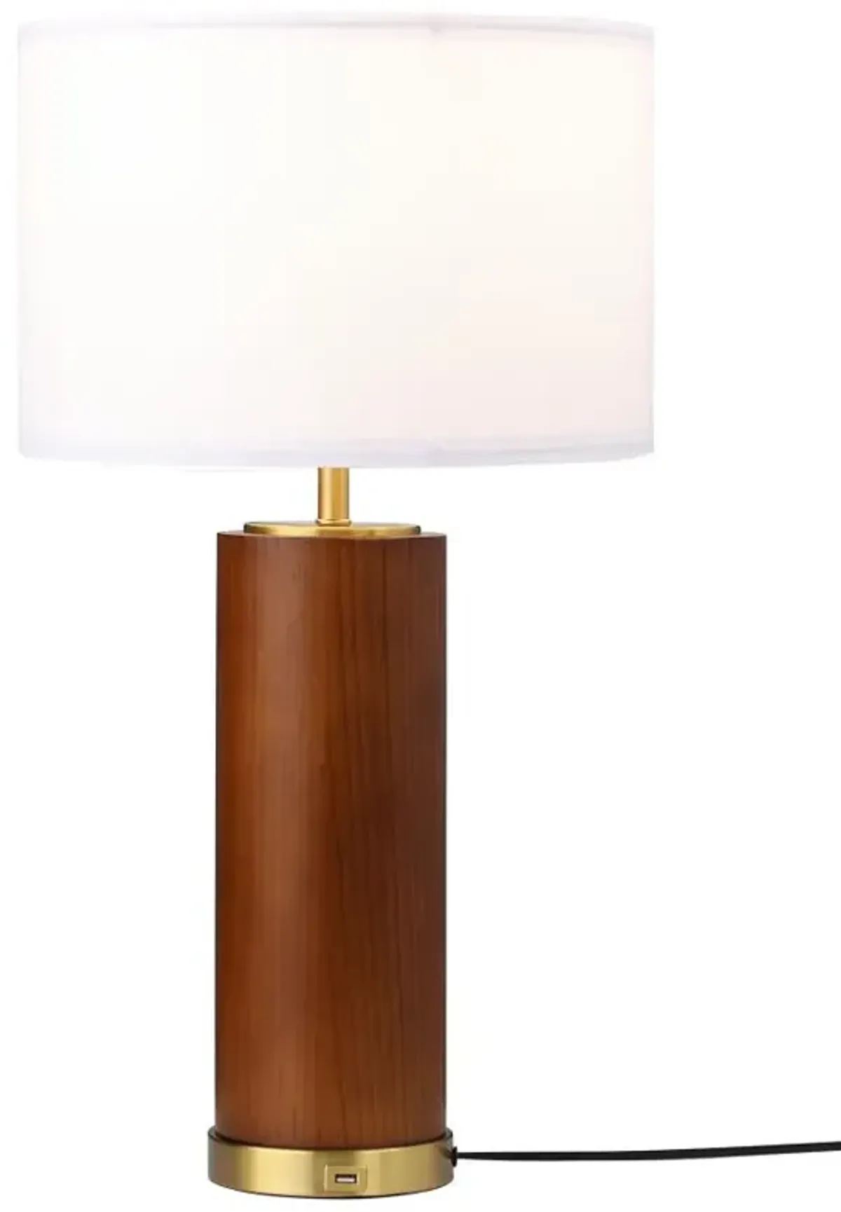 Aziel Drum Shade Bedside Table Lamp Cappuccino and Gold