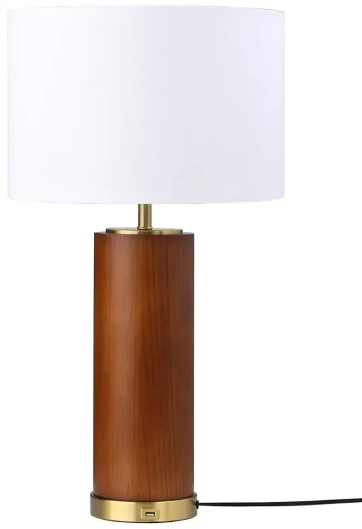 Aziel Drum Shade Bedside Table Lamp Cappuccino and Gold