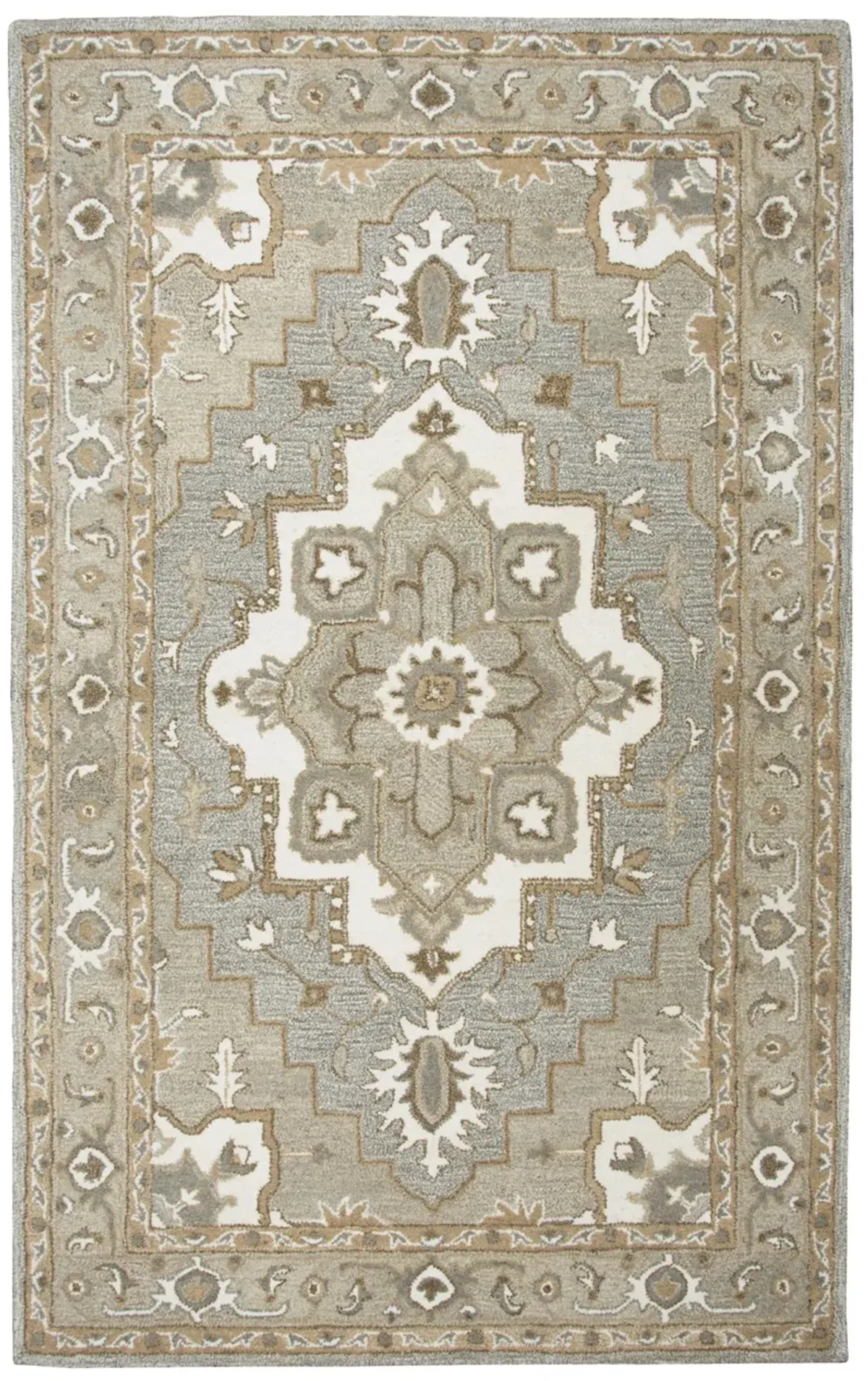 Suffolk Gray/Natural Oriental Medallion Wool 10' x 13' Rectangle Rug