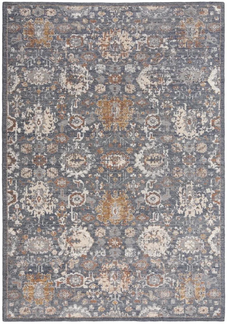 Ventura Blue Classic Persian Washed Wool 5' x 8' Rectangle Rug