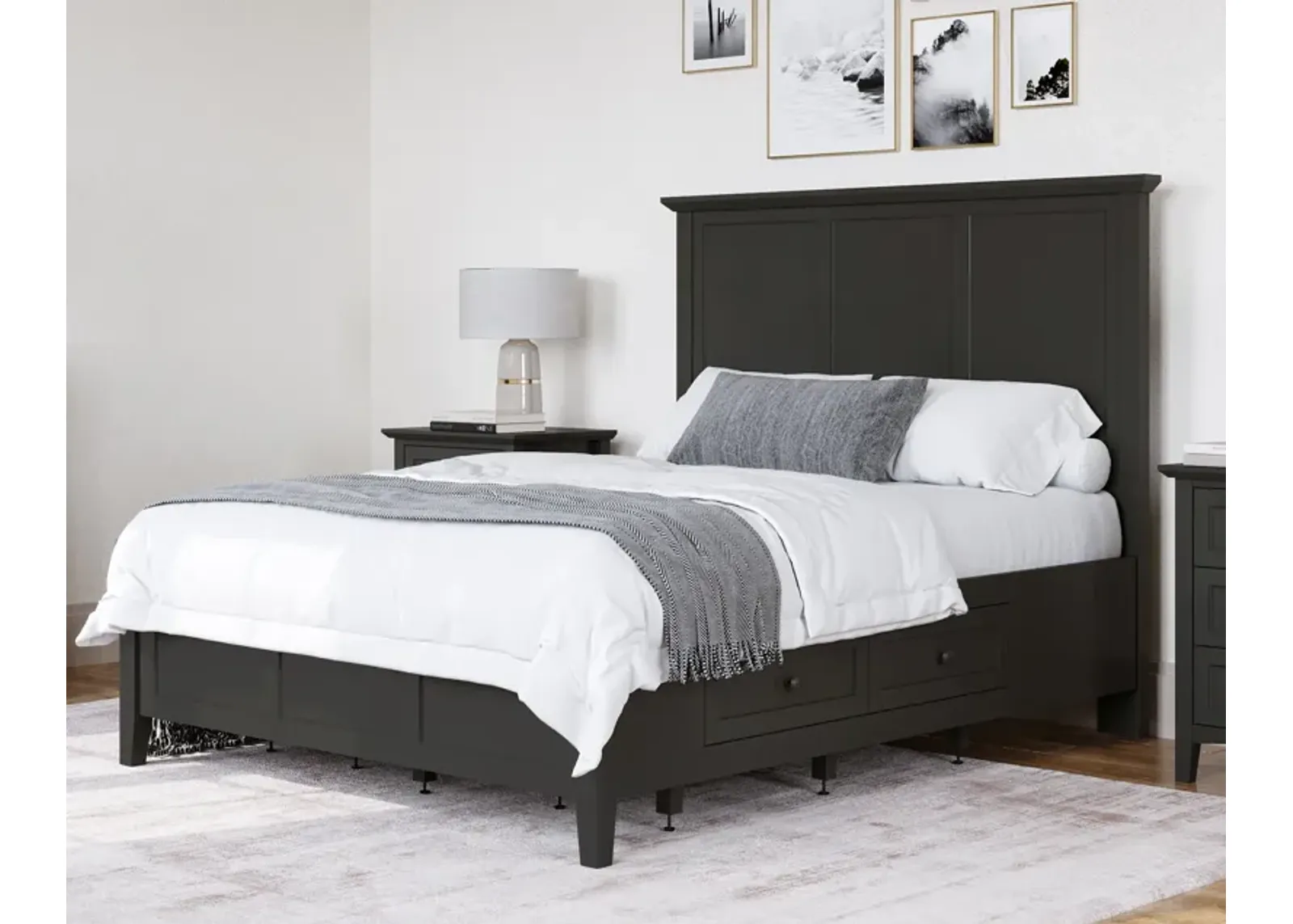 Grace King-size Four Drawer Platform Storage Bed in Raven Black