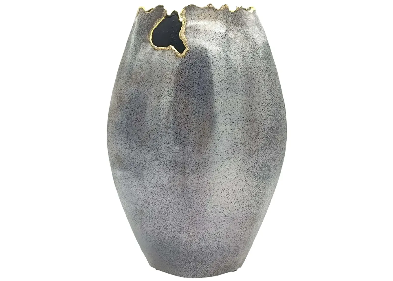 Metal, 14" Chipped Vase, Black