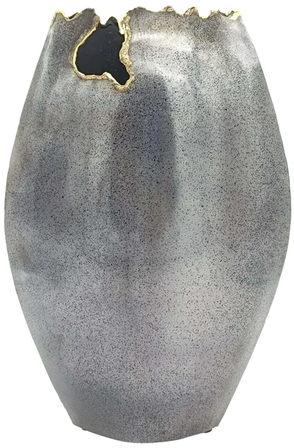 Metal, 14" Chipped Vase, Black