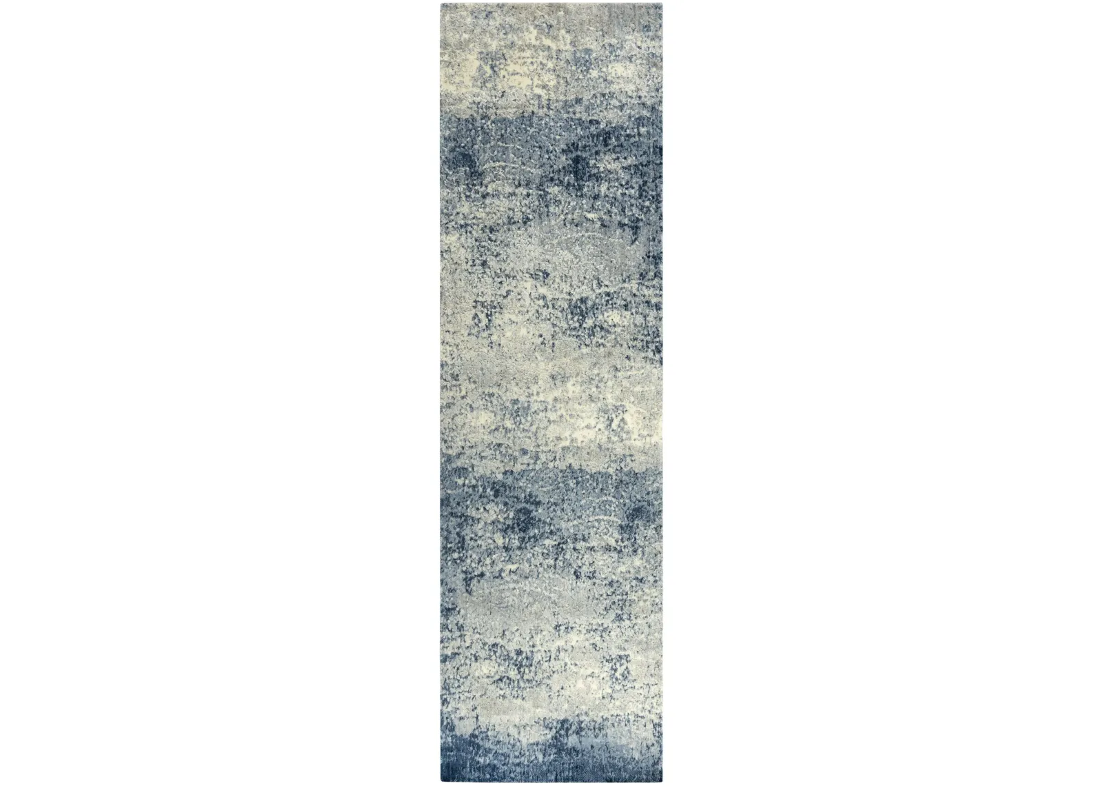 Artistry Blue Abstract NZ Wool/Tencel Blend 2'6" x 8' Runner Rug