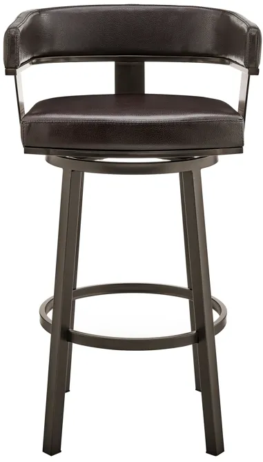 Cohen 26" Counter Height Swivel Bar Stool in Java Brown Finish and Chocolate Faux Leather