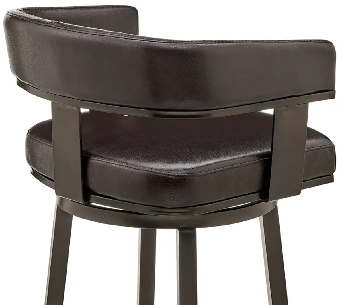 Cohen 26" Counter Height Swivel Bar Stool in Java Brown Finish and Chocolate Faux Leather