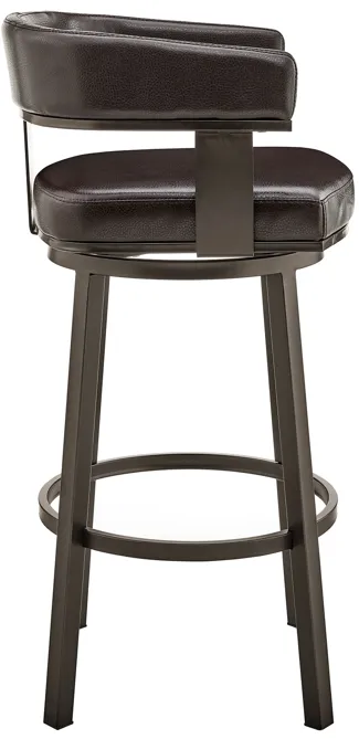 Cohen 26" Counter Height Swivel Bar Stool in Java Brown Finish and Chocolate Faux Leather