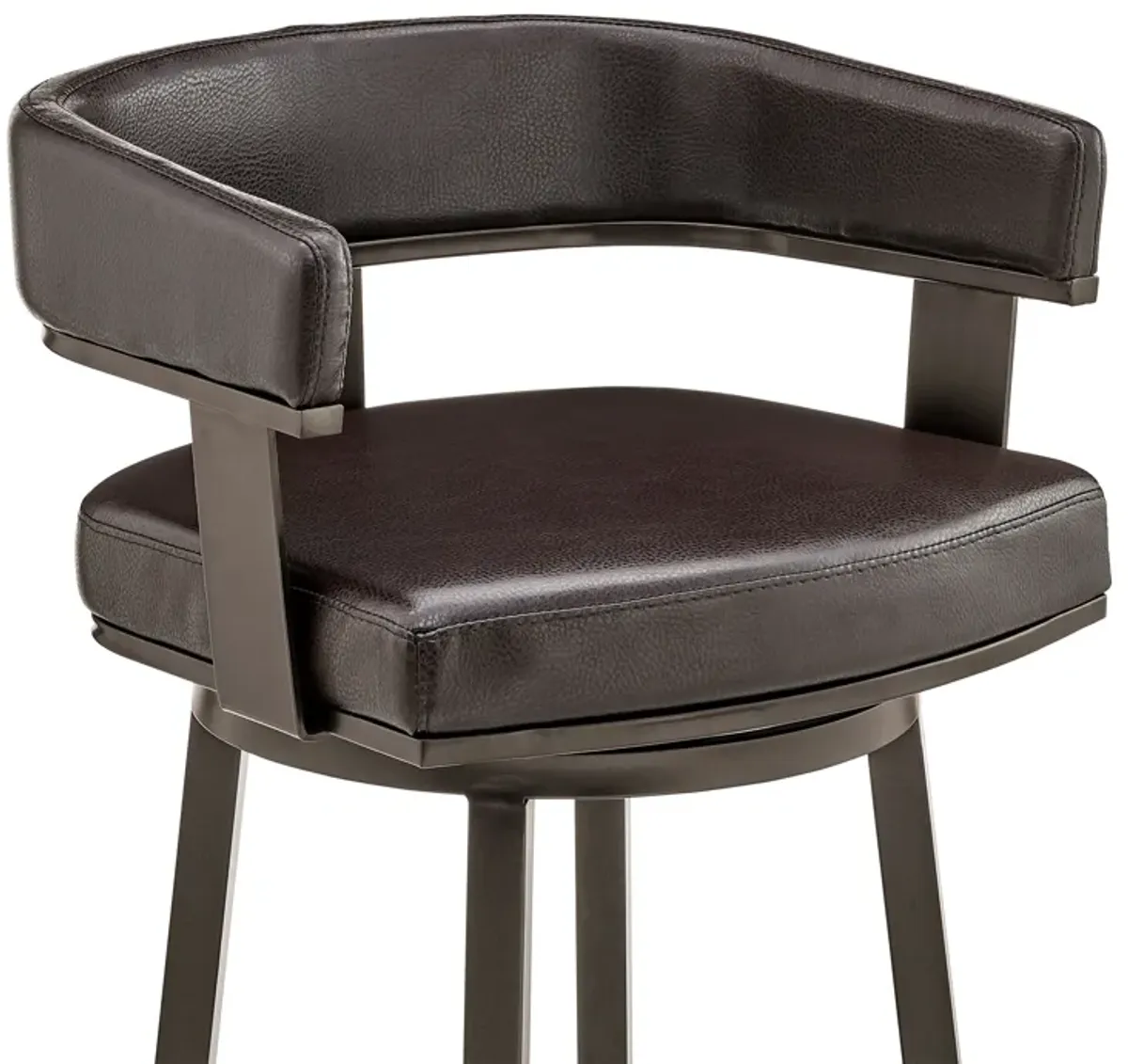 Cohen 26" Counter Height Swivel Bar Stool in Java Brown Finish and Chocolate Faux Leather