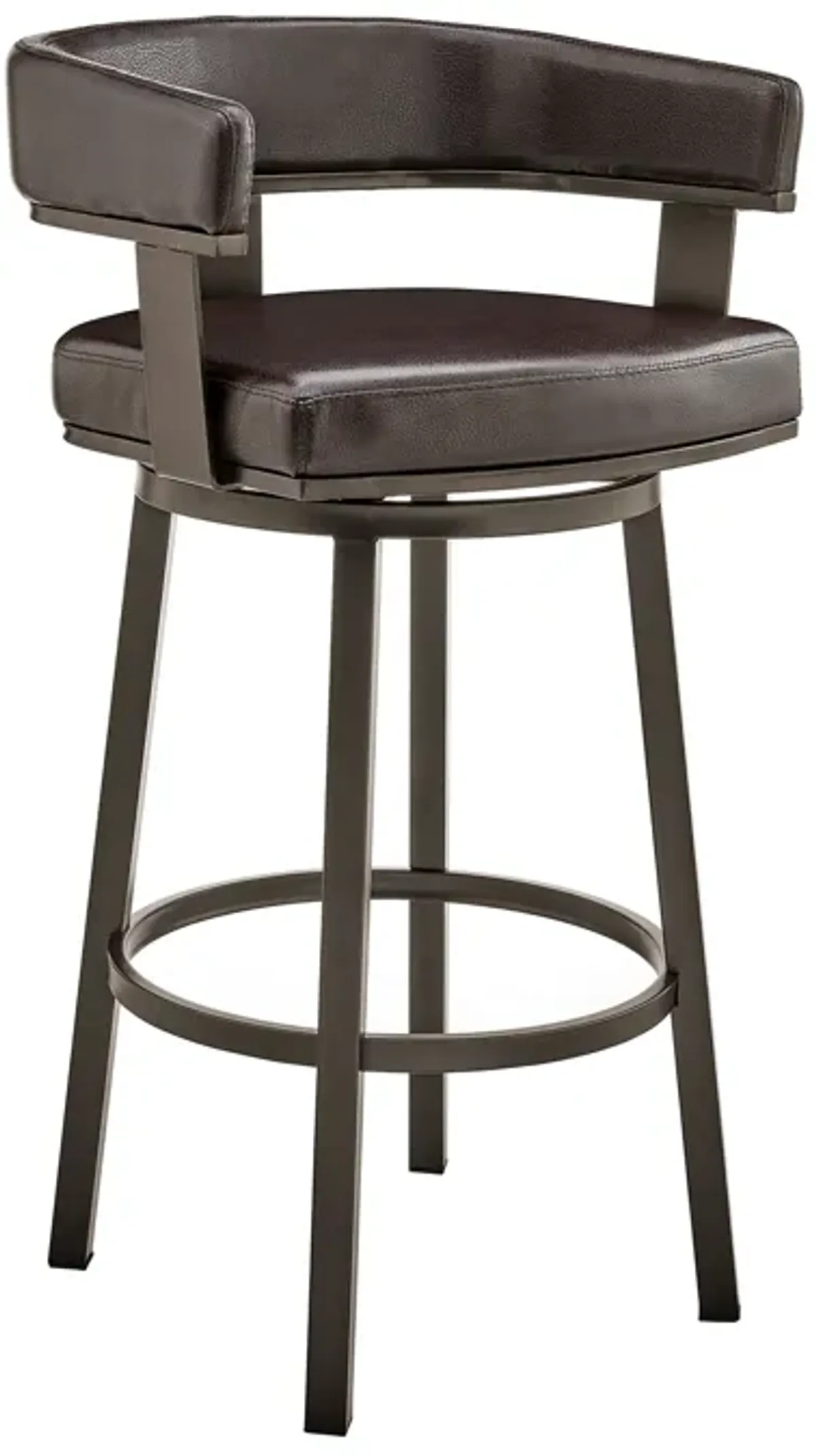 Cohen 26" Counter Height Swivel Bar Stool in Java Brown Finish and Chocolate Faux Leather