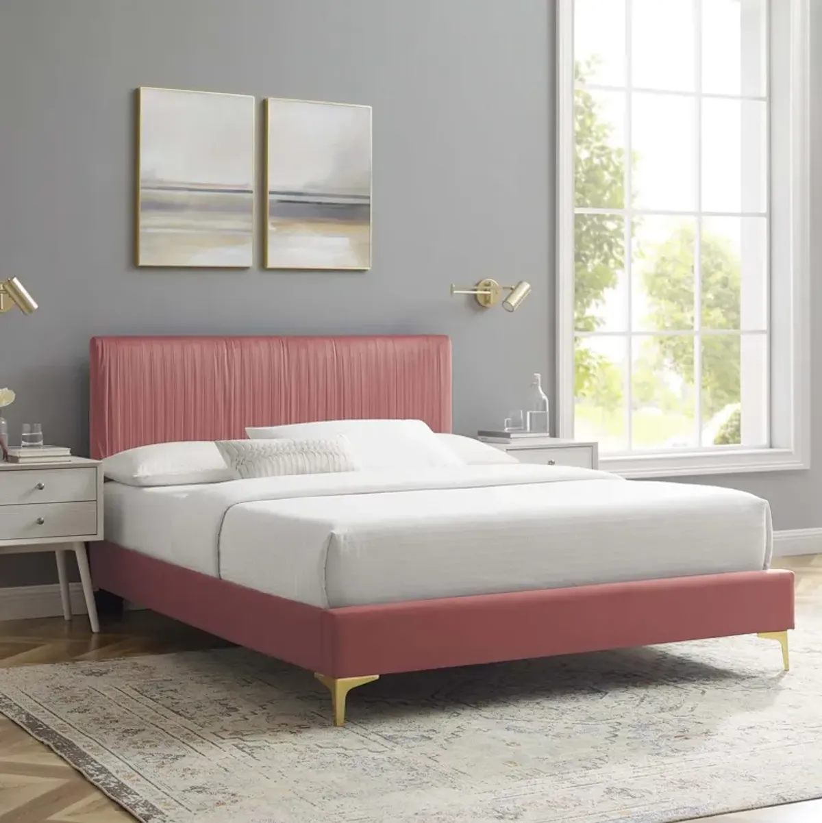 Peyton Performance Velvet Queen Platform Bed