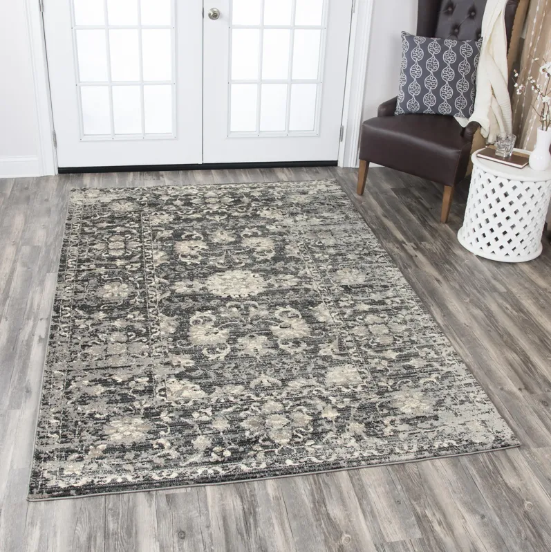 Panache Gray/Taupe Floral Distress Polypropylene 9'10" x 12'6" Rectangle Rug