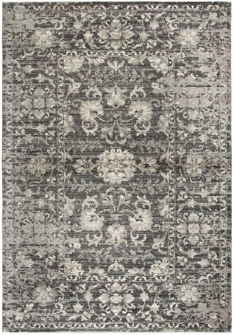 Panache Gray/Taupe Floral Distress Polypropylene 9'10" x 12'6" Rectangle Rug