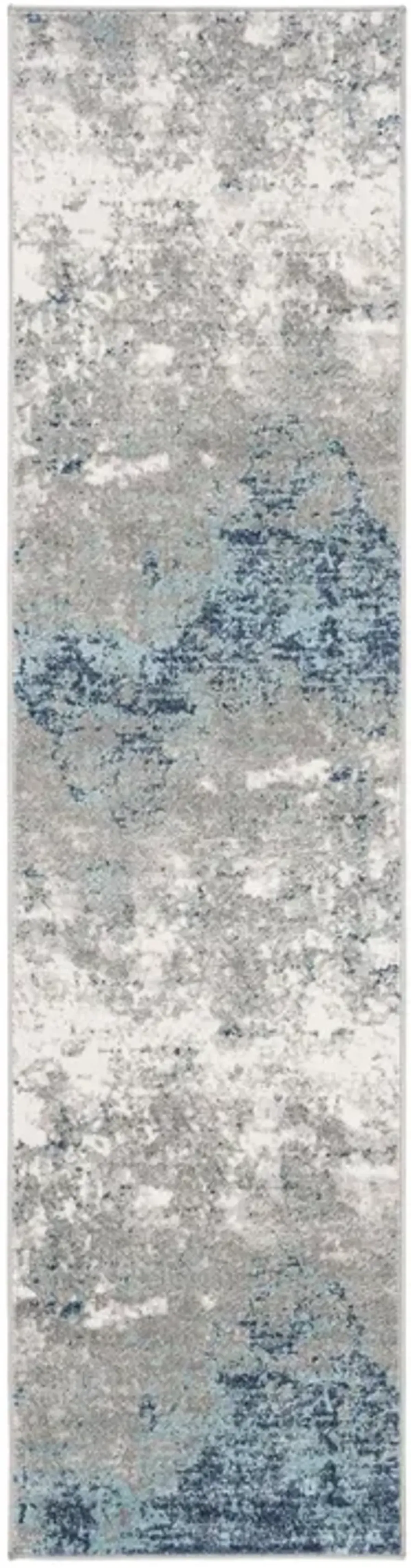 Brentwood 822 Light Grey / Blue 2' X 16' Runner Powerloomed Rug