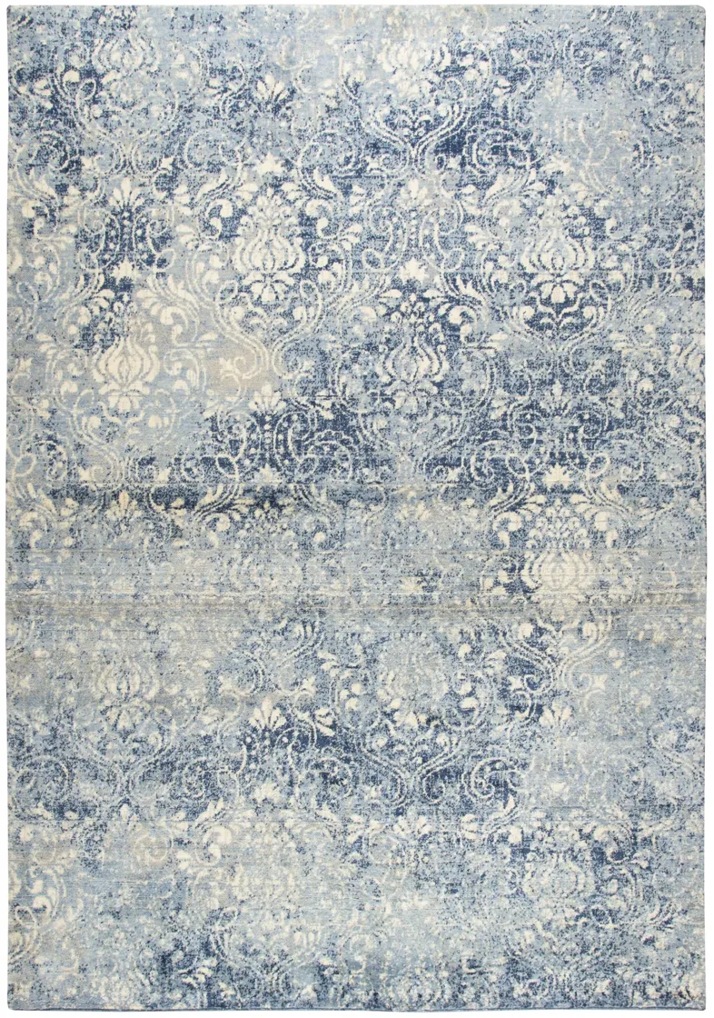 Gossamer Medium Blue Damask 100% New Zealand Wool 5' x 8' Rectangle Rug