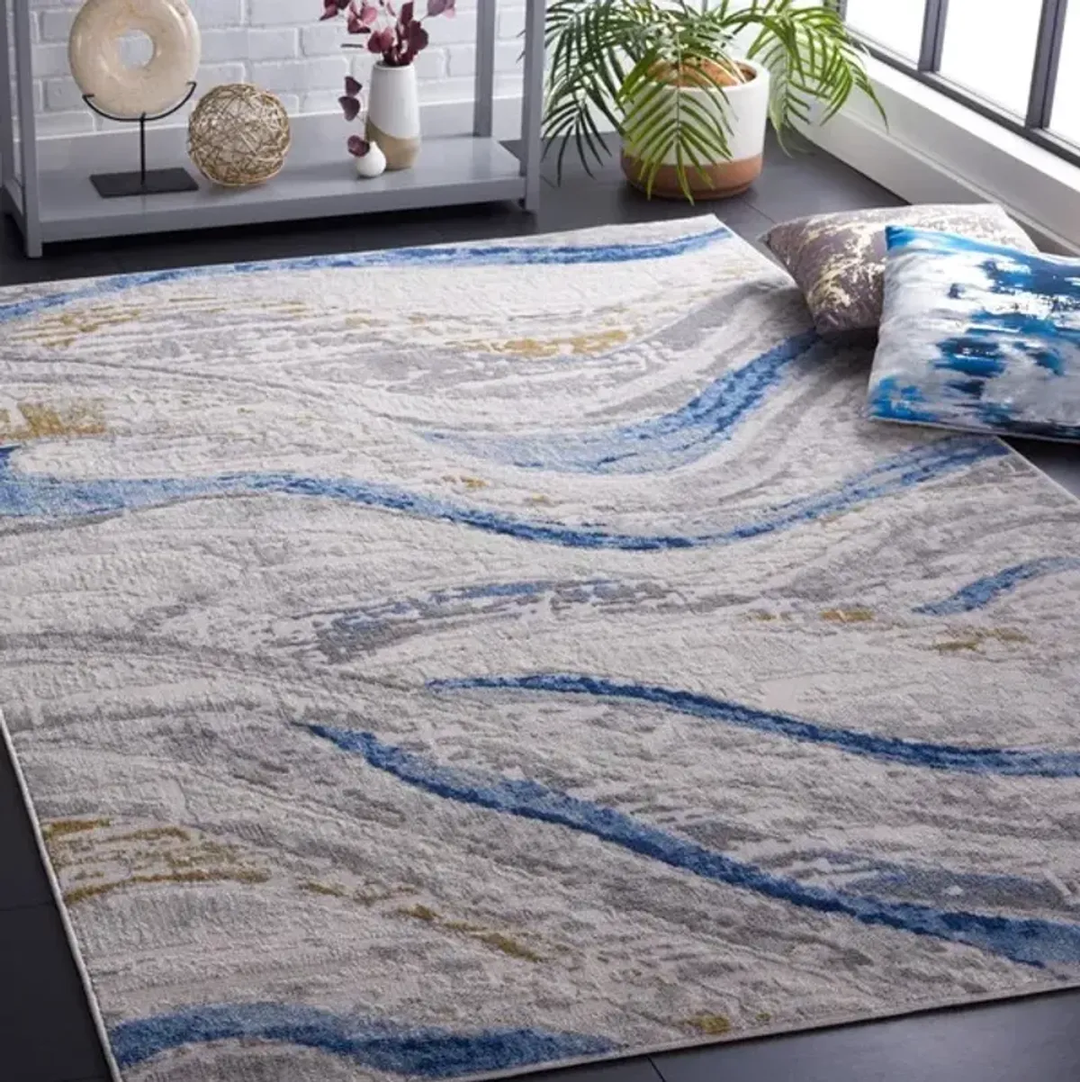 PALMA 334 Blue 5'-5' X 7'-7' Medium Rectangle Rug