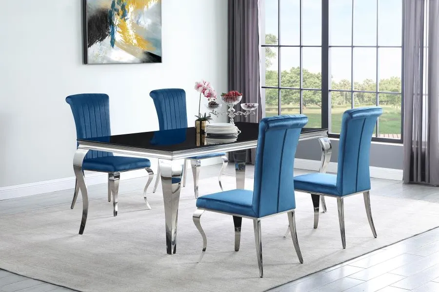 Carone 5-piece 81" Rectangular Dining Set Teal and Chrome