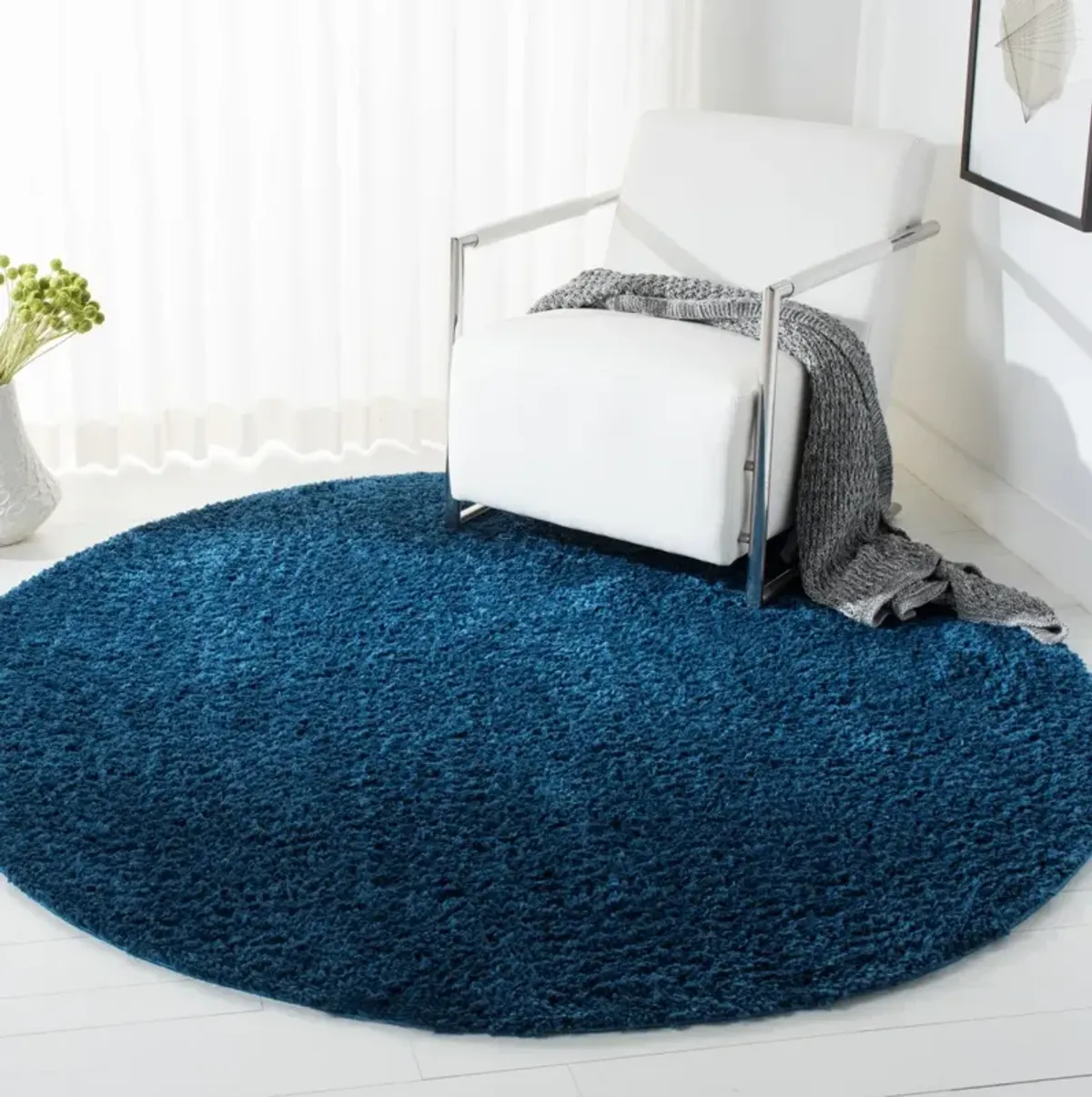 AUGUST SHAG 900 NAVY 4' x 4' Round Round Rug