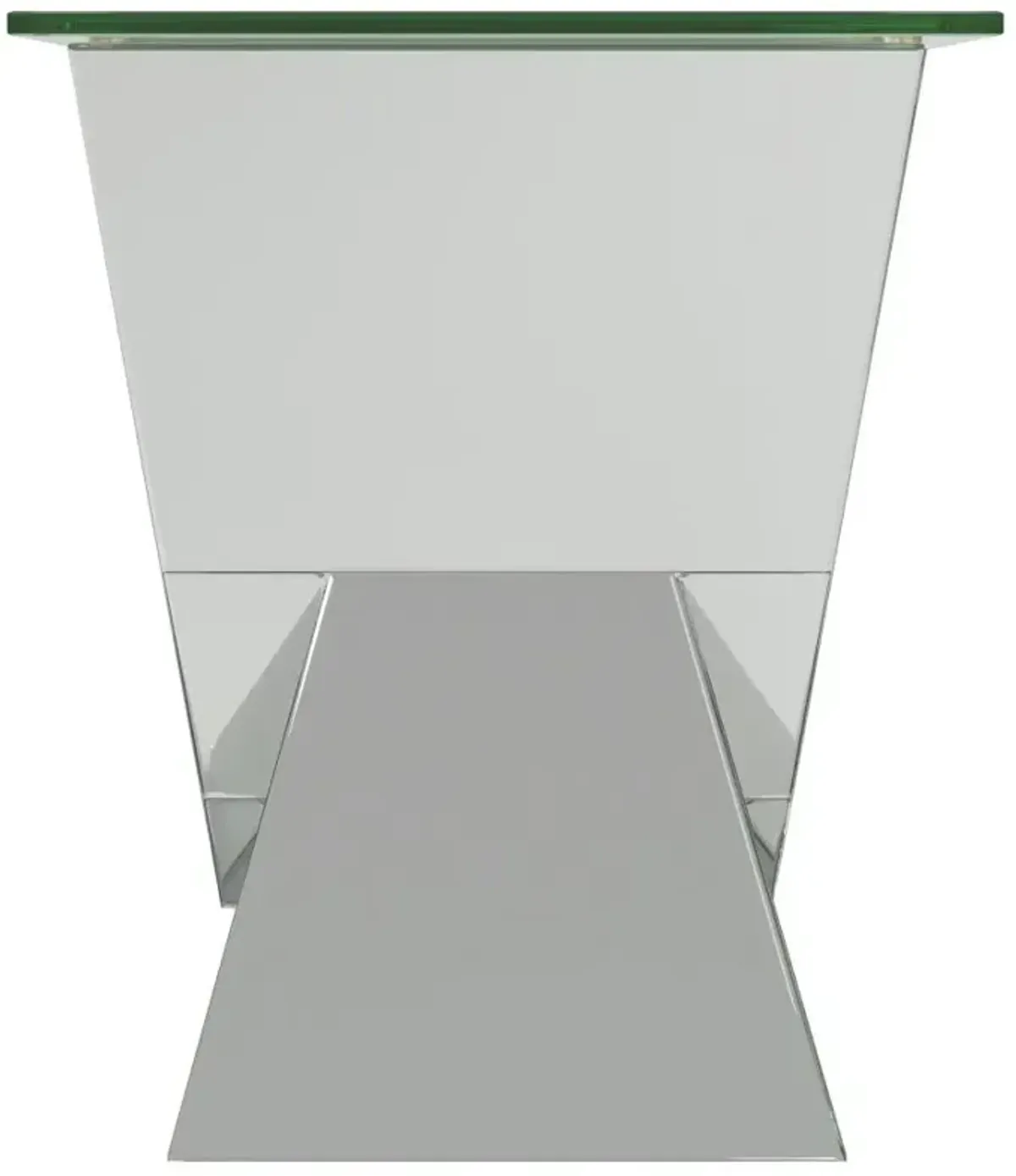 Taffeta V-shaped End Table with Glass Top Silver