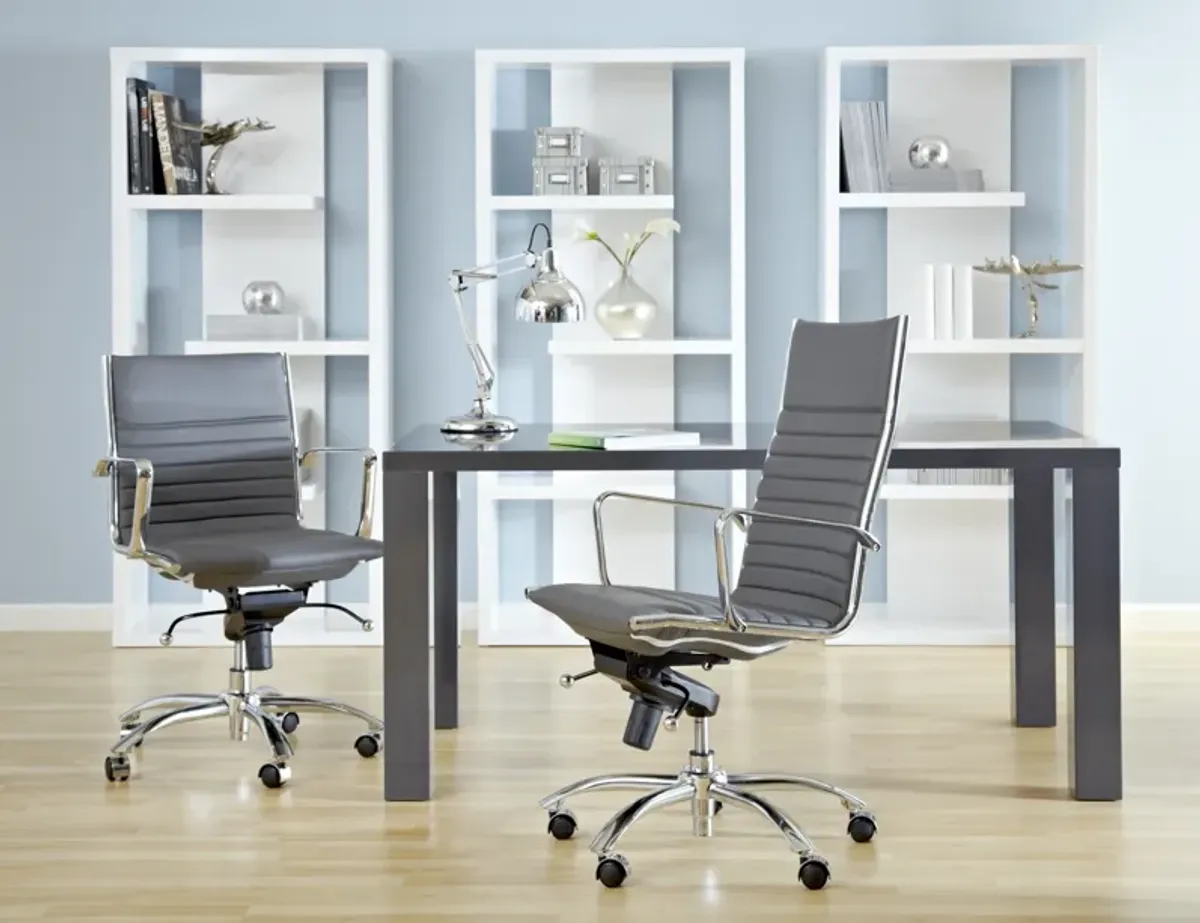 Dirk Low Back Office Chair in Gray with Chromed Steel Base