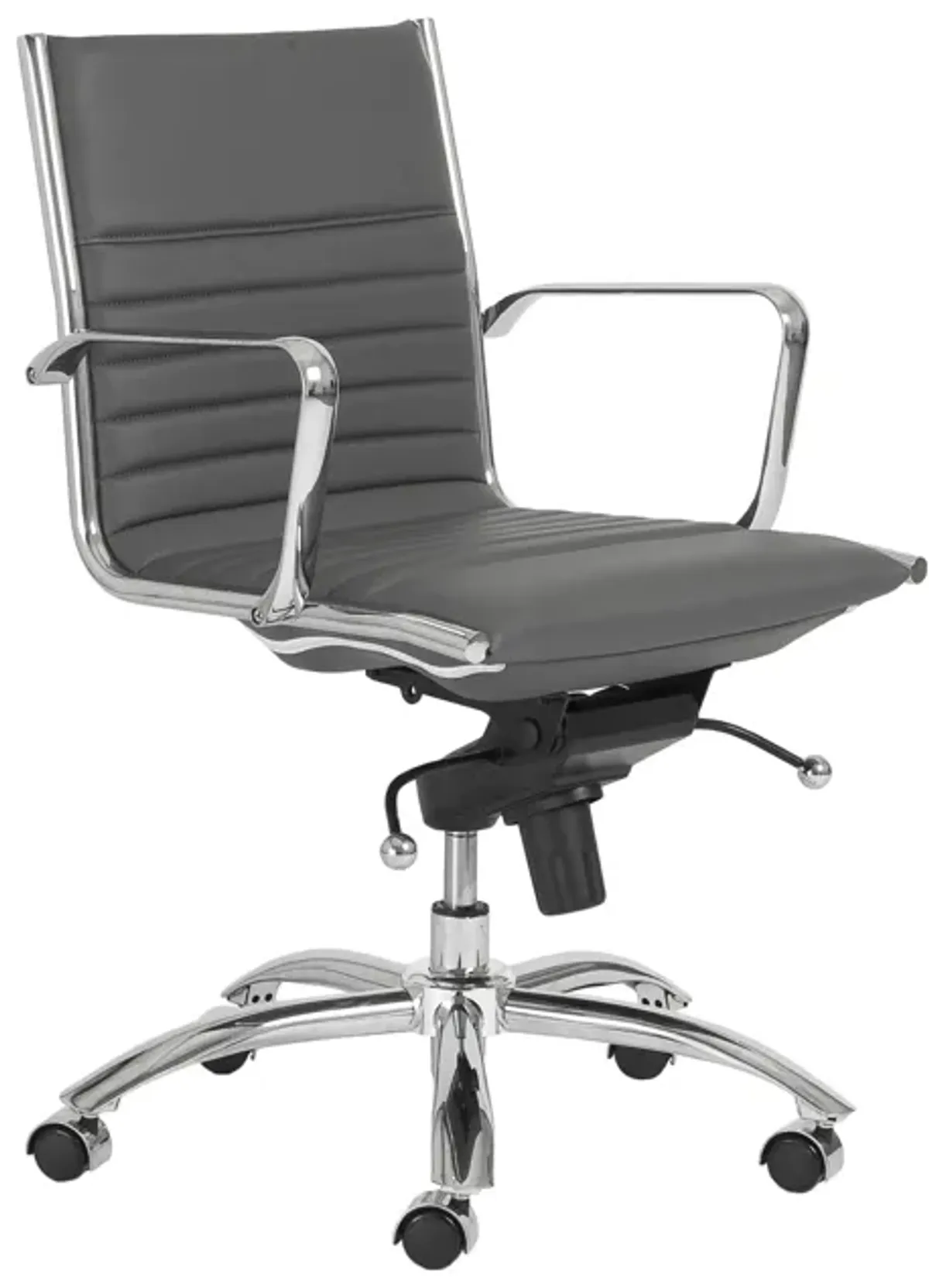 Dirk Low Back Office Chair in Gray with Chromed Steel Base