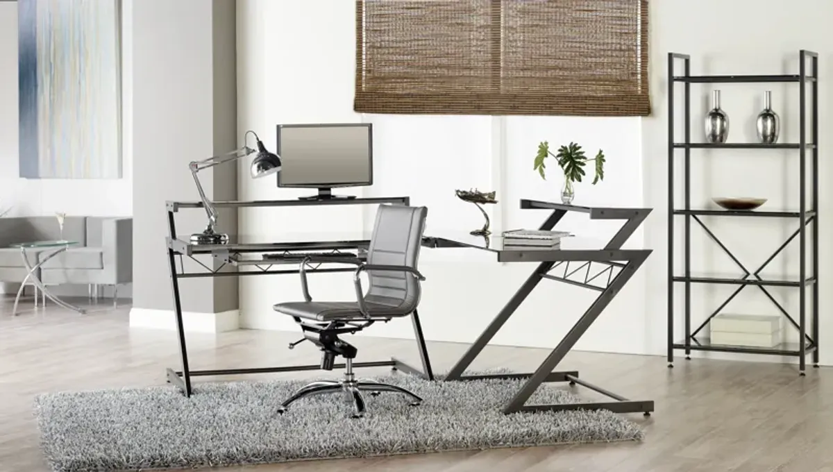 Dirk Low Back Office Chair in Gray with Chromed Steel Base