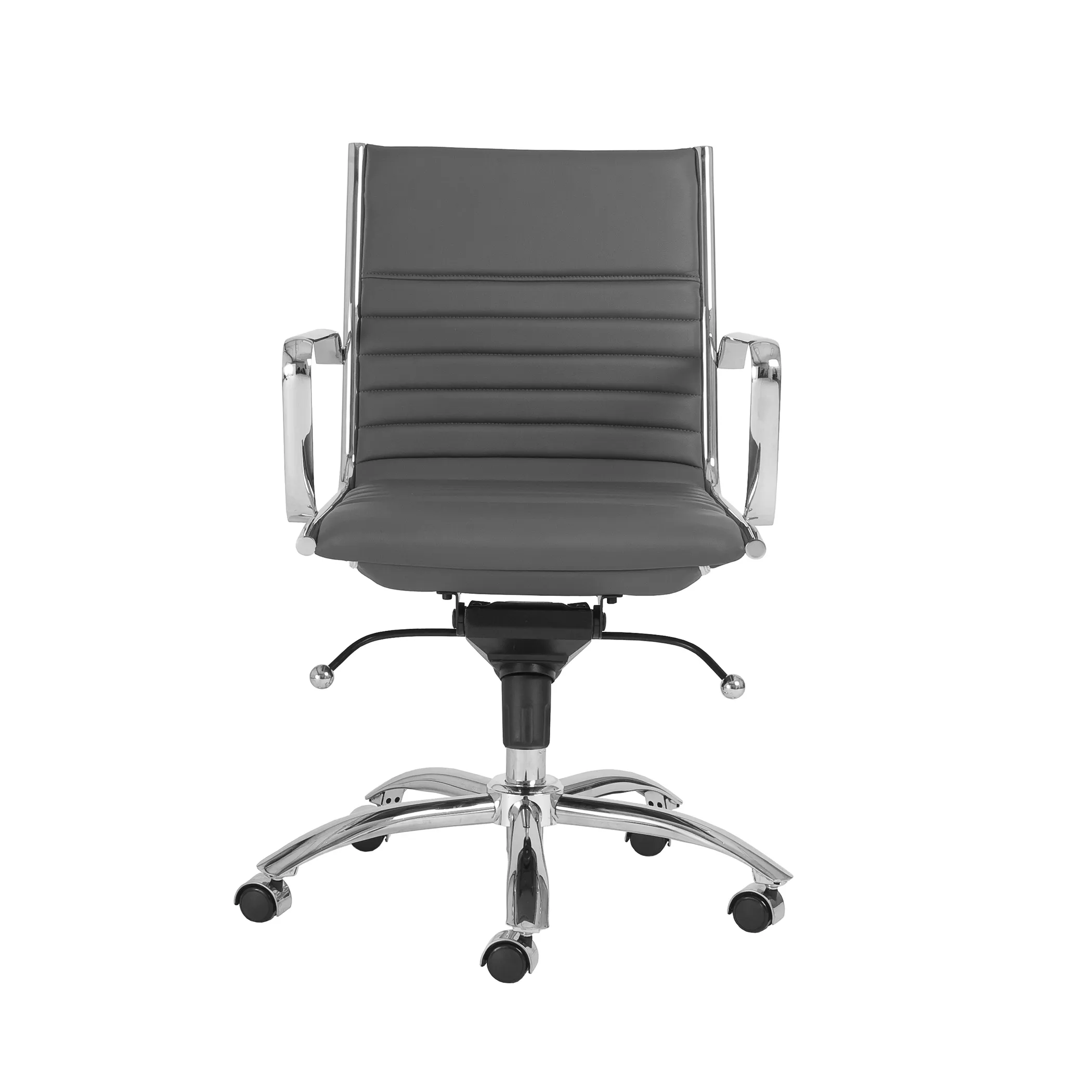 Dirk Low Back Office Chair in Gray with Chromed Steel Base