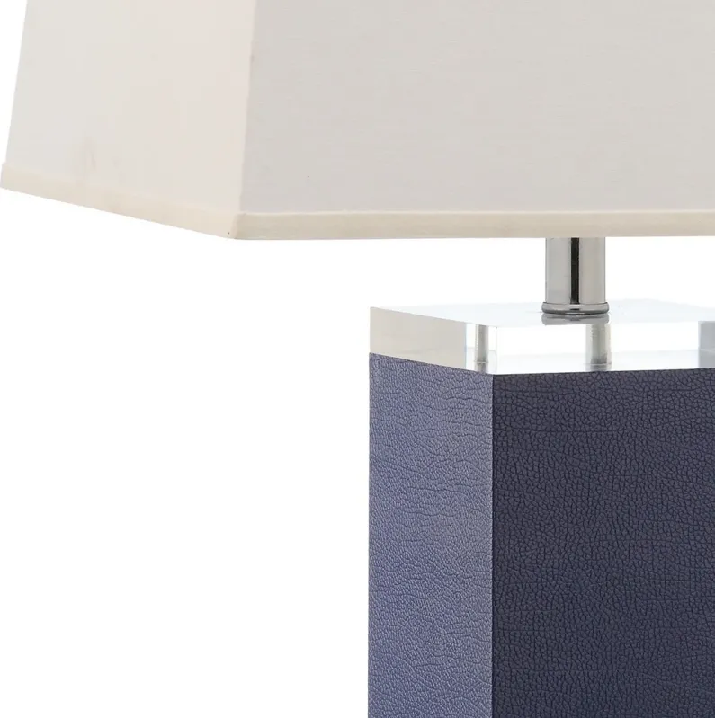 DECO LEATHER, 26 INCH, NAVY, PU LEATHER/IRON TABLE LAMP SET OF 2 W/ USB PORT