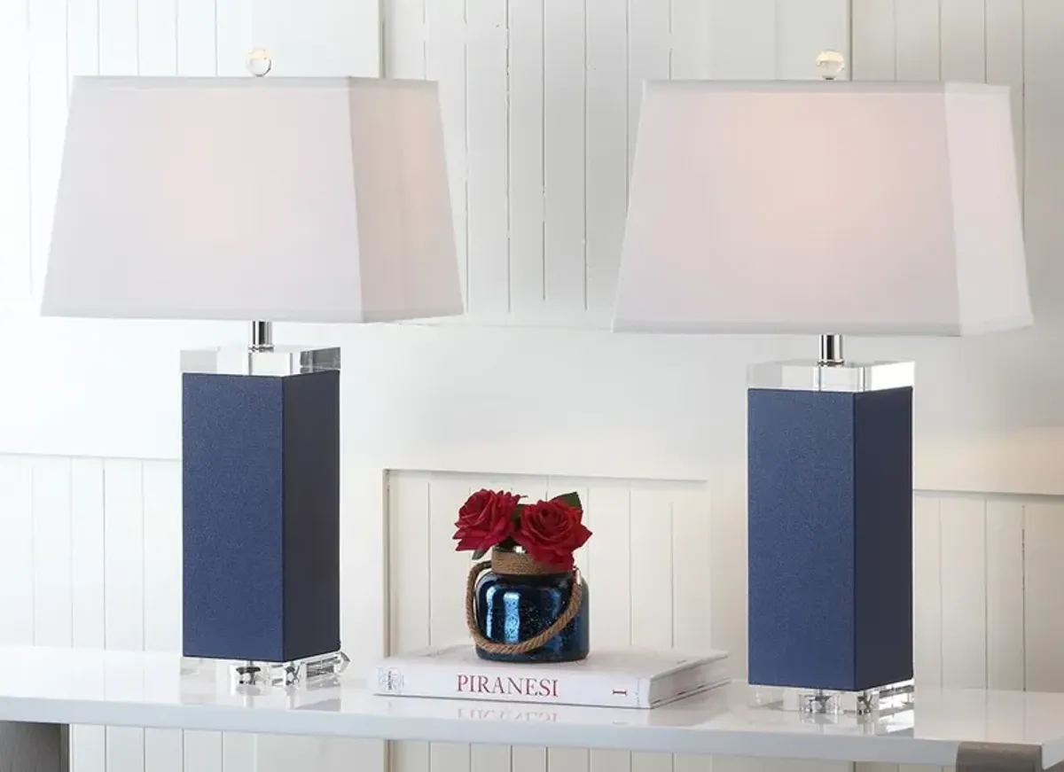 DECO LEATHER, 26 INCH, NAVY, PU LEATHER/IRON TABLE LAMP SET OF 2 W/ USB PORT