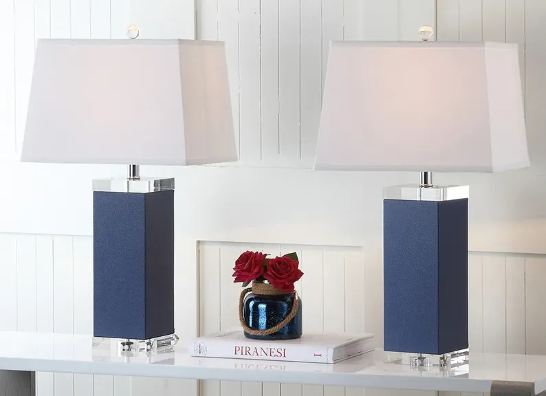 DECO LEATHER, 26 INCH, NAVY, PU LEATHER/IRON TABLE LAMP SET OF 2 W/ USB PORT