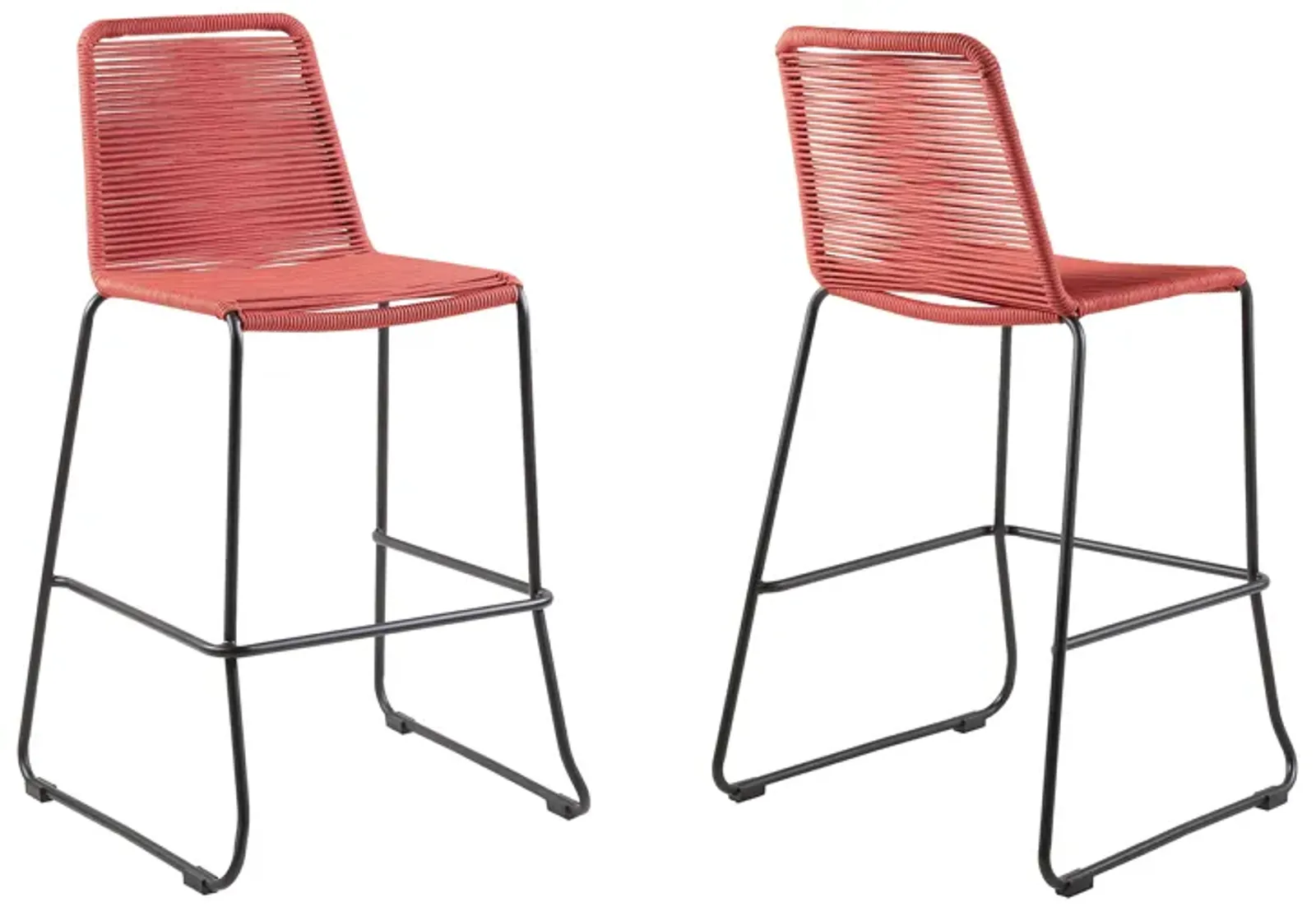 Shasta 30" Outdoor Metal and Brick Red Rope Stackable Barstool - Set of 2