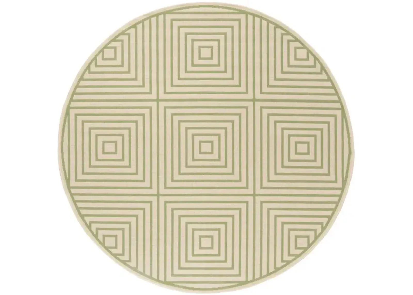 LINDEN 123 Collection LND123V-6R Cream / Olive 6'-7" X 6'-7" Round