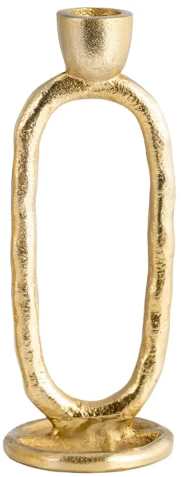 Metal, 7" Open Oval Taper Candleholder, Gold