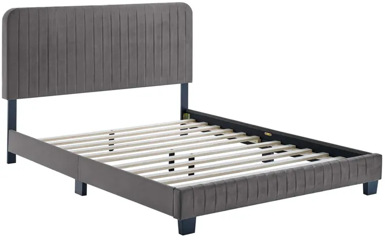 Celine Channel Tufted Performance Velvet Full Platform Bed