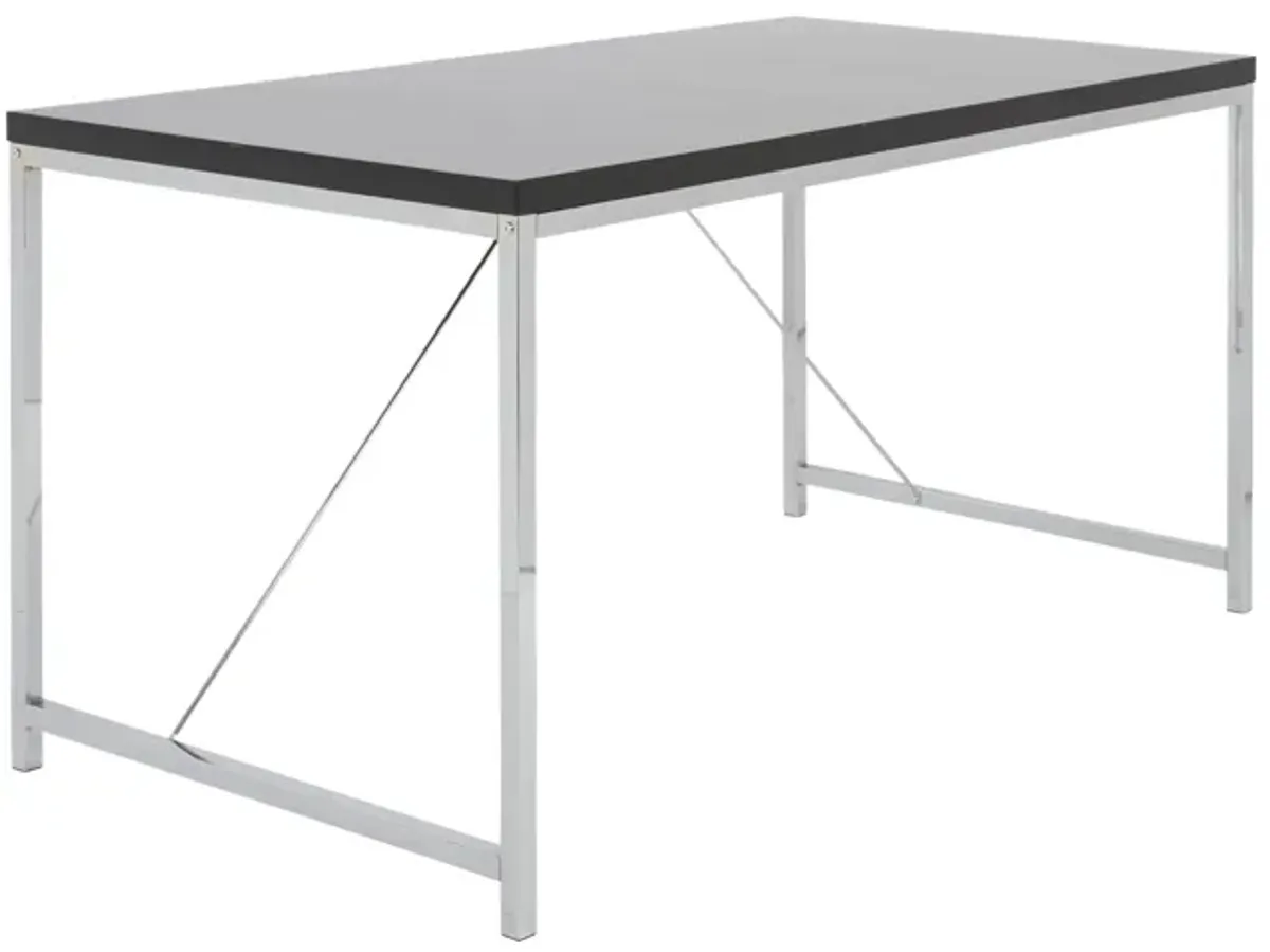 Gilbert Desk in Black with Chrome Steel Frame