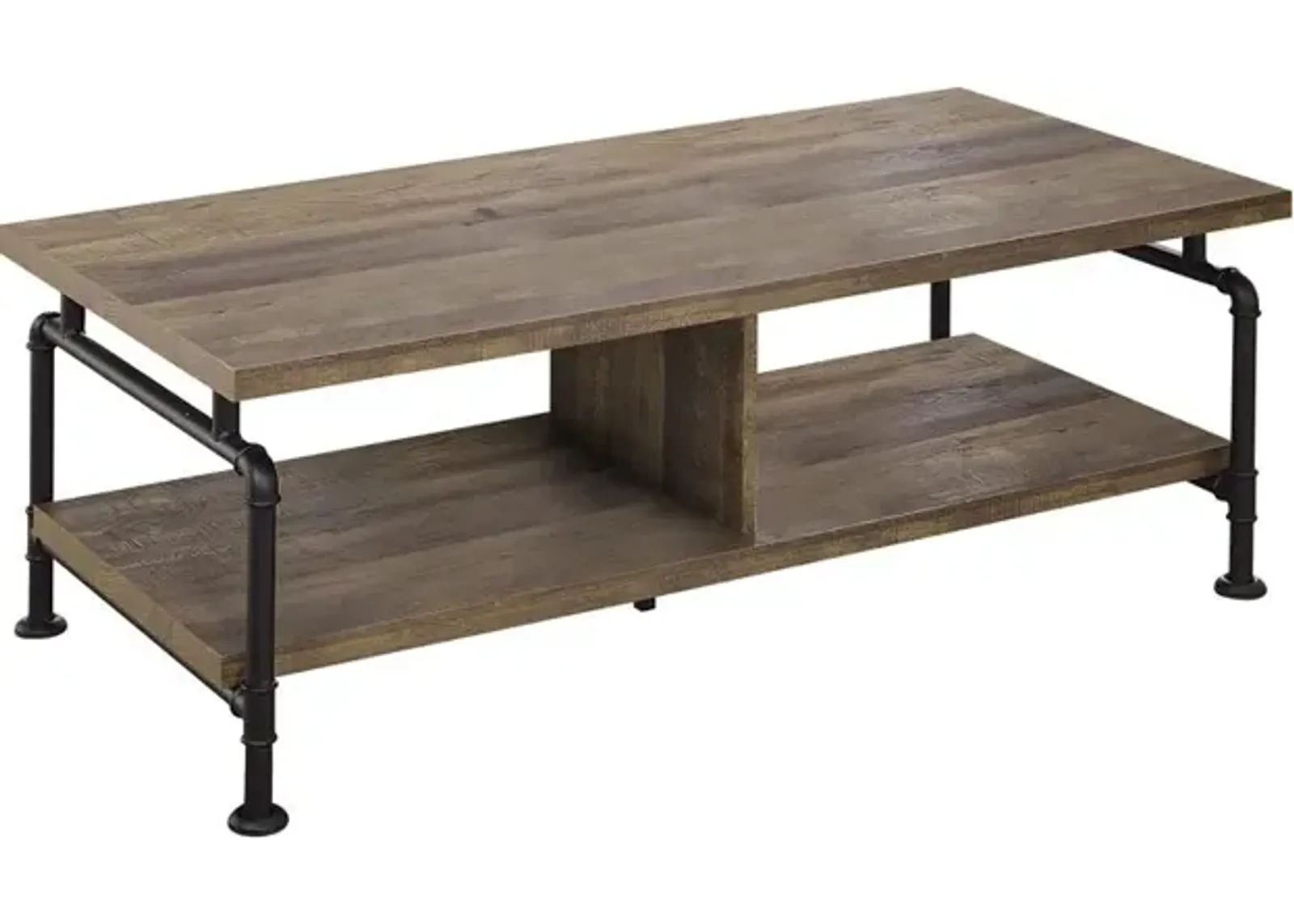 Renton Shelf Storage Coffee Table Rustic Oak and Black